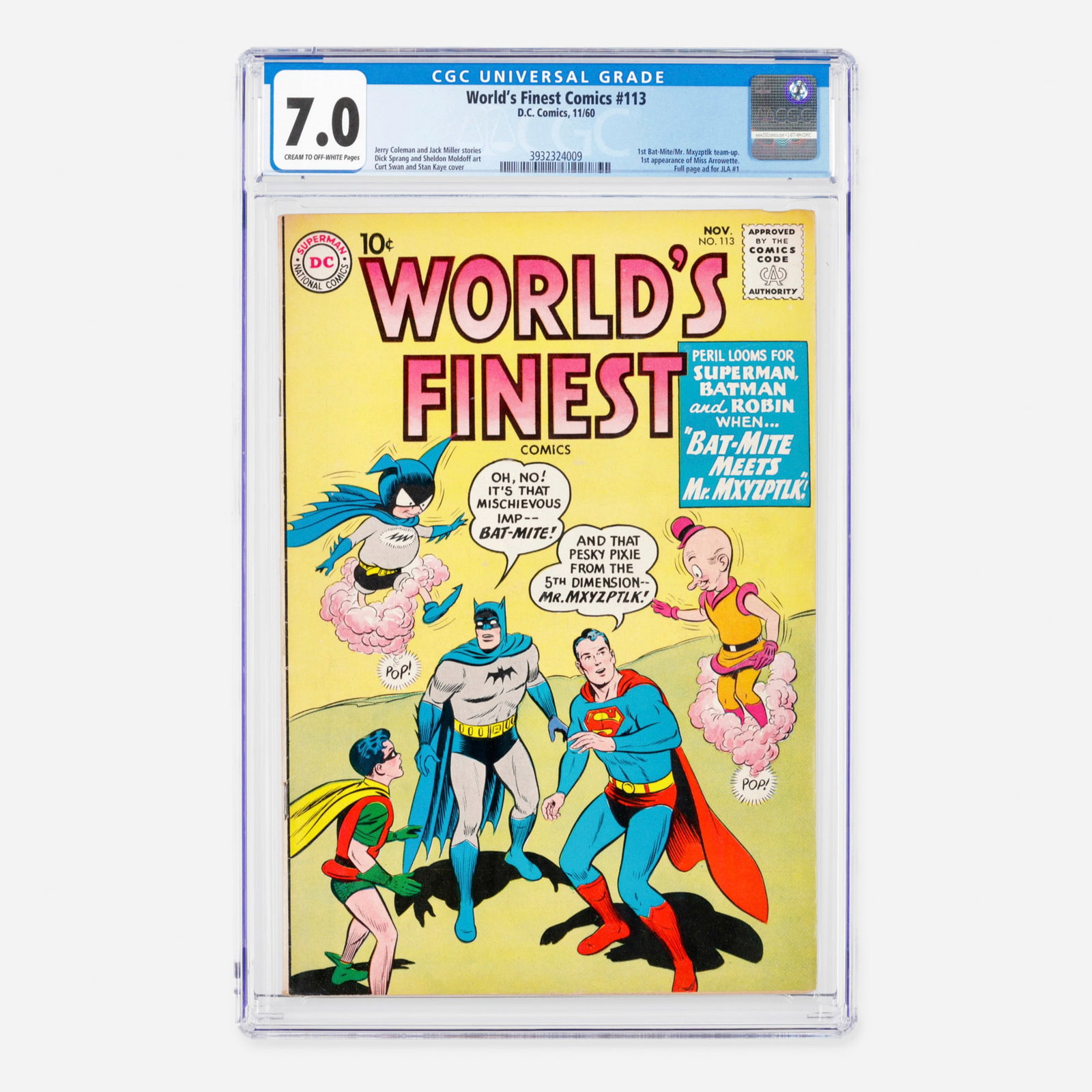 DC Comics World's Finest Comics #113 CGC 7.0 (1 of 2)