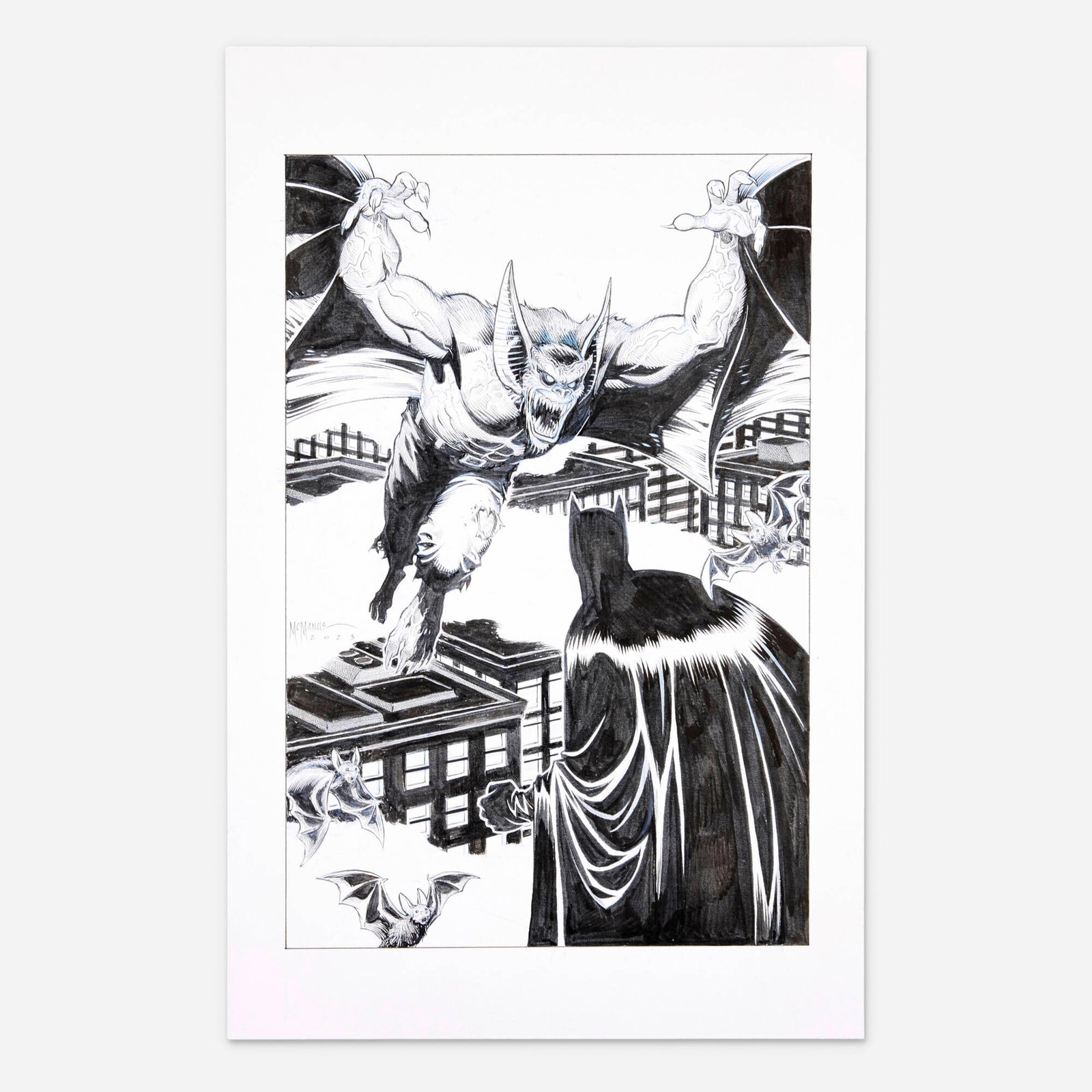 Shawn McManus, Man-Bat vs. Batman Original Art Illustration (2023) (1 of 1)