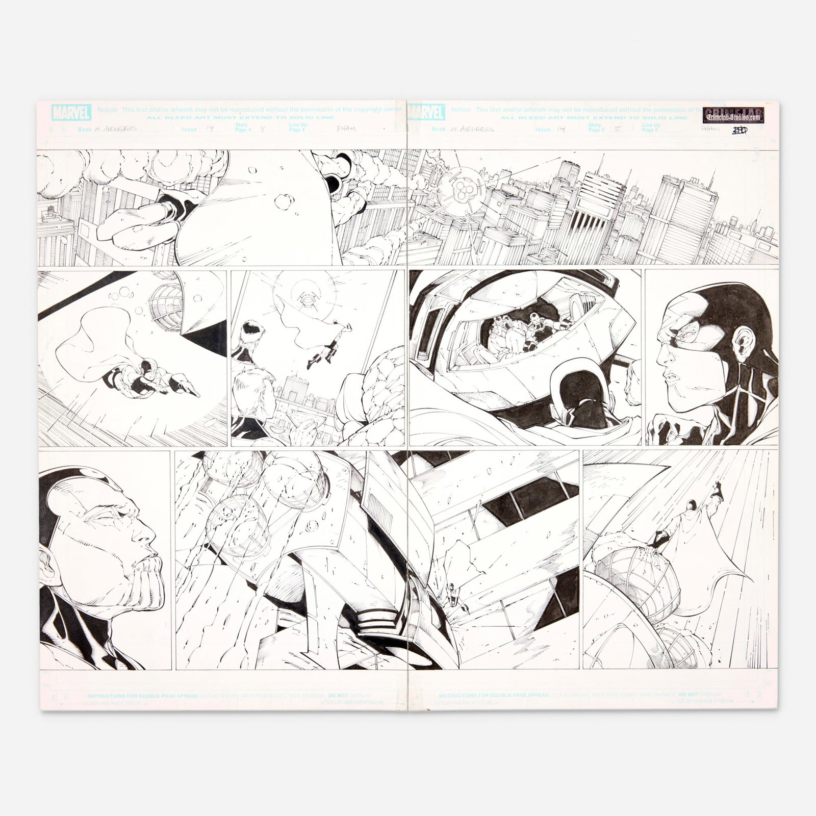 Khoi Pham and Danny Miki, Mighty Avengers #14 Story Pages 4 and 5 Original Art (Marvel Comics, 2007) (1 of 1)