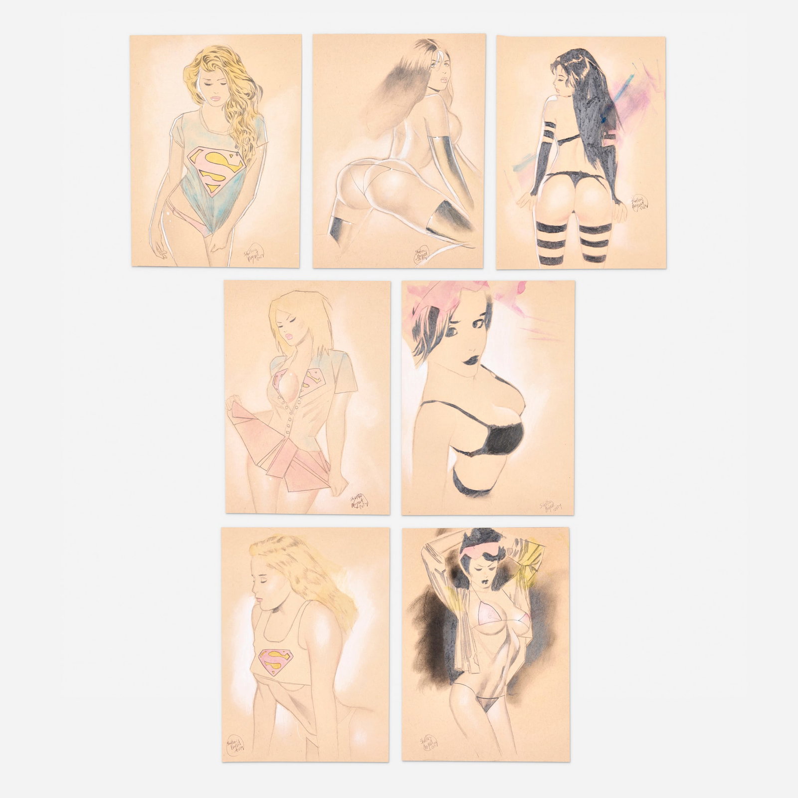 Shelton Bryant, Group of 7 Female Original Art Illustrations (2024) (1 of 1)