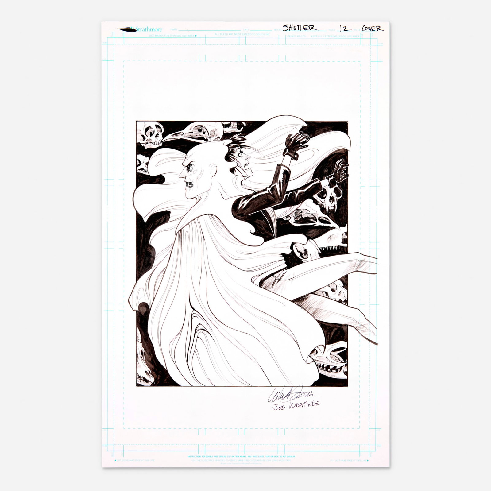 Leila Del Duca, Shutter #12 Cover Original Art (Image Comics, 2014): Leila Del Duca Shutter #12 Cover Original Art (Image Comics, 2014) pencil and ink on Bristol board 17 h x 11 w in (43 x 28 cm) This is a striking example of the artist's ability to blend fantasy, ad