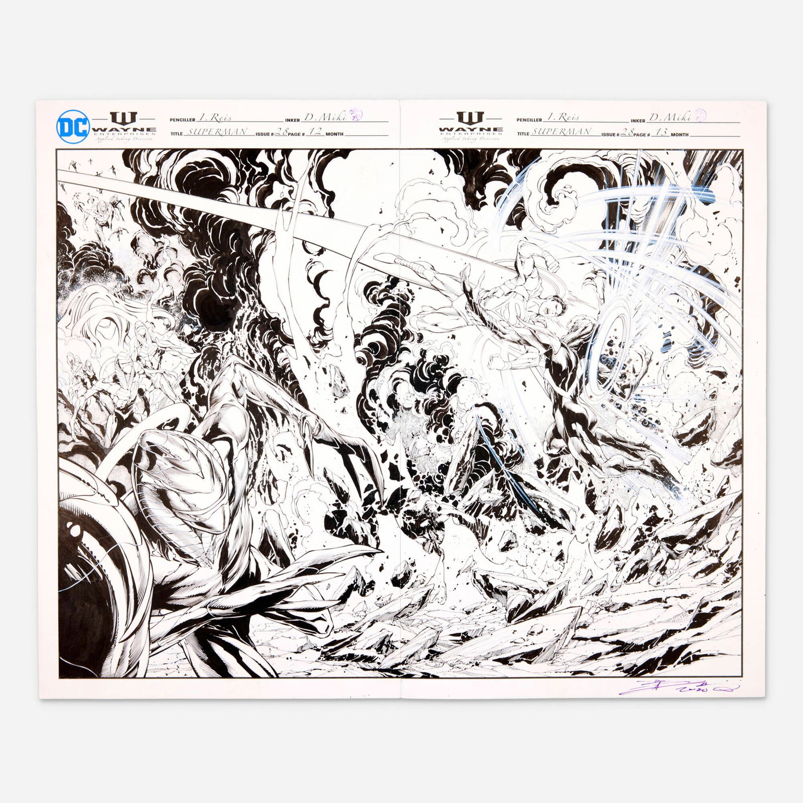 Ivan Reis and Danny Miki, Superman #28 Story Pages 12 and 13 Original Art (DC Comics, 2021) (1 of 1)