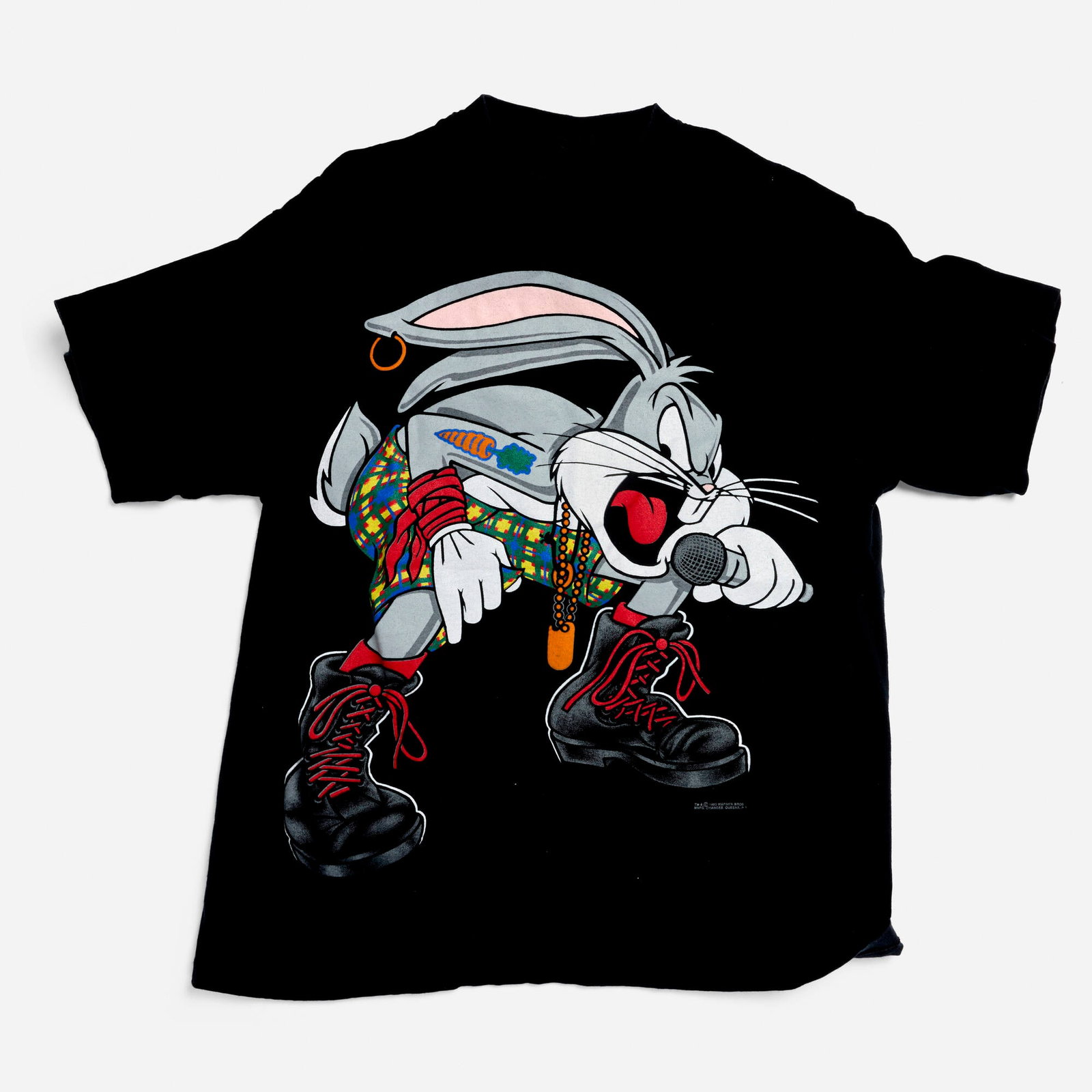 Bugs Bunny Punk X-Large T-Shirt: Bugs Bunny Punk X-Large T-Shirt 1993 100% cotton, double stitch 23 w x 27.5 l in (58 x 70 cm) Condition Notes: Overall good vintage condition with minimal wear consistent with age, fully wearable