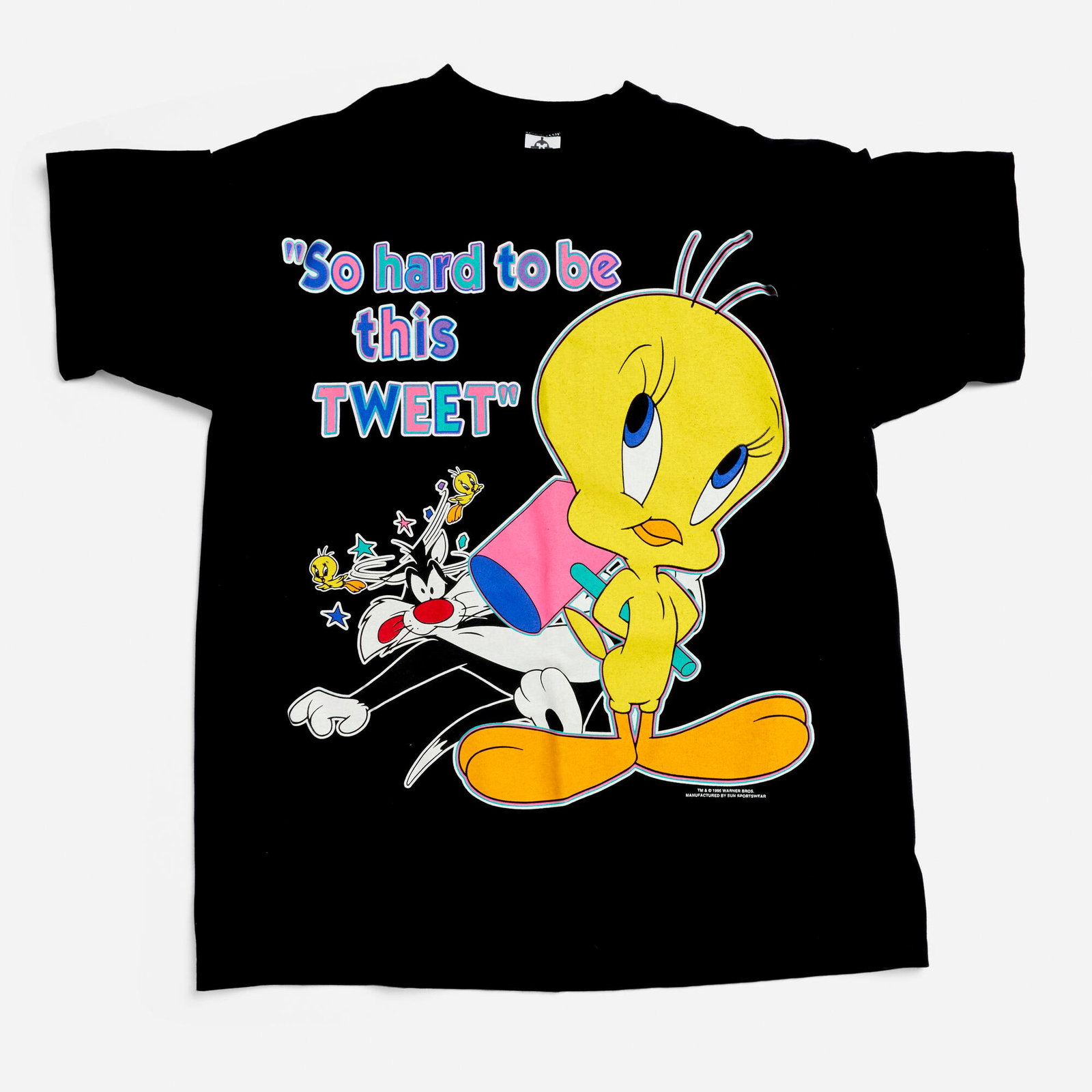 Tweety Bird and Sylvester So Hard to be this TWEET XX-Large T-Shirt Single Stitch: Tweety Bird and Sylvester So Hard to be this TWEET XX-Large T-Shirt Single Stitch 1995 100% cotton, single stitch 23 w x 28 l in (58 x 71 cm) Condition Notes: Overall good vintage condition with m