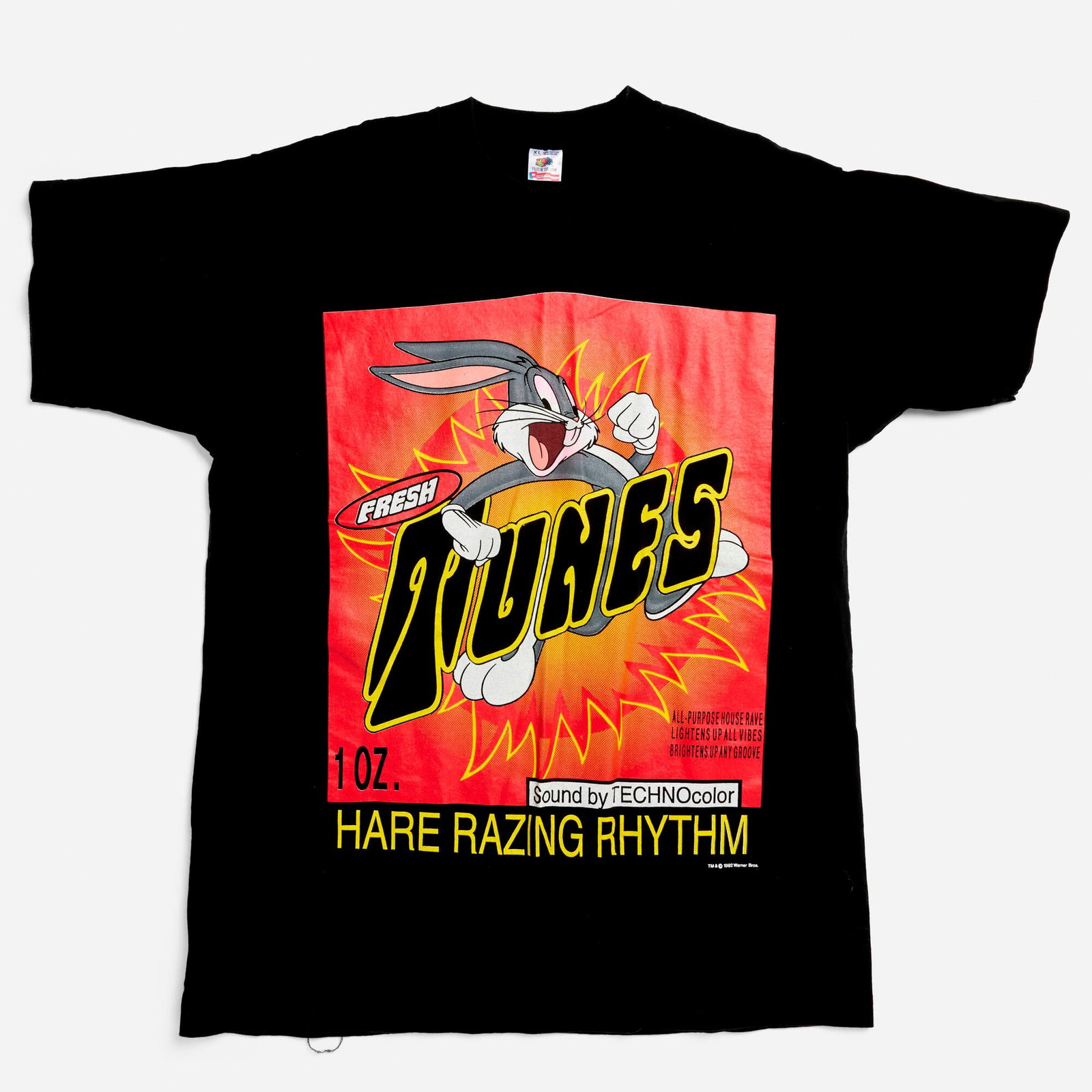 Bugs Bunny Hare Razing Rhythm X-Large T-Shirt Single Stitch: Bugs Bunny Hare Razing Rhythm X-Large T-Shirt Single Stitch 1992 100% cotton, single stitch 22.5 w x 29 l in (57 x 74 cm) Condition Notes: Overall good vintage condition with minimal wear consiste