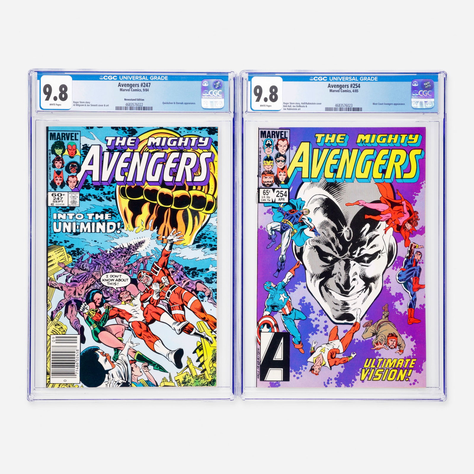 2 Marvel Comics Avengers #247 and #254 CGC 9.8 Group (1 of 2)