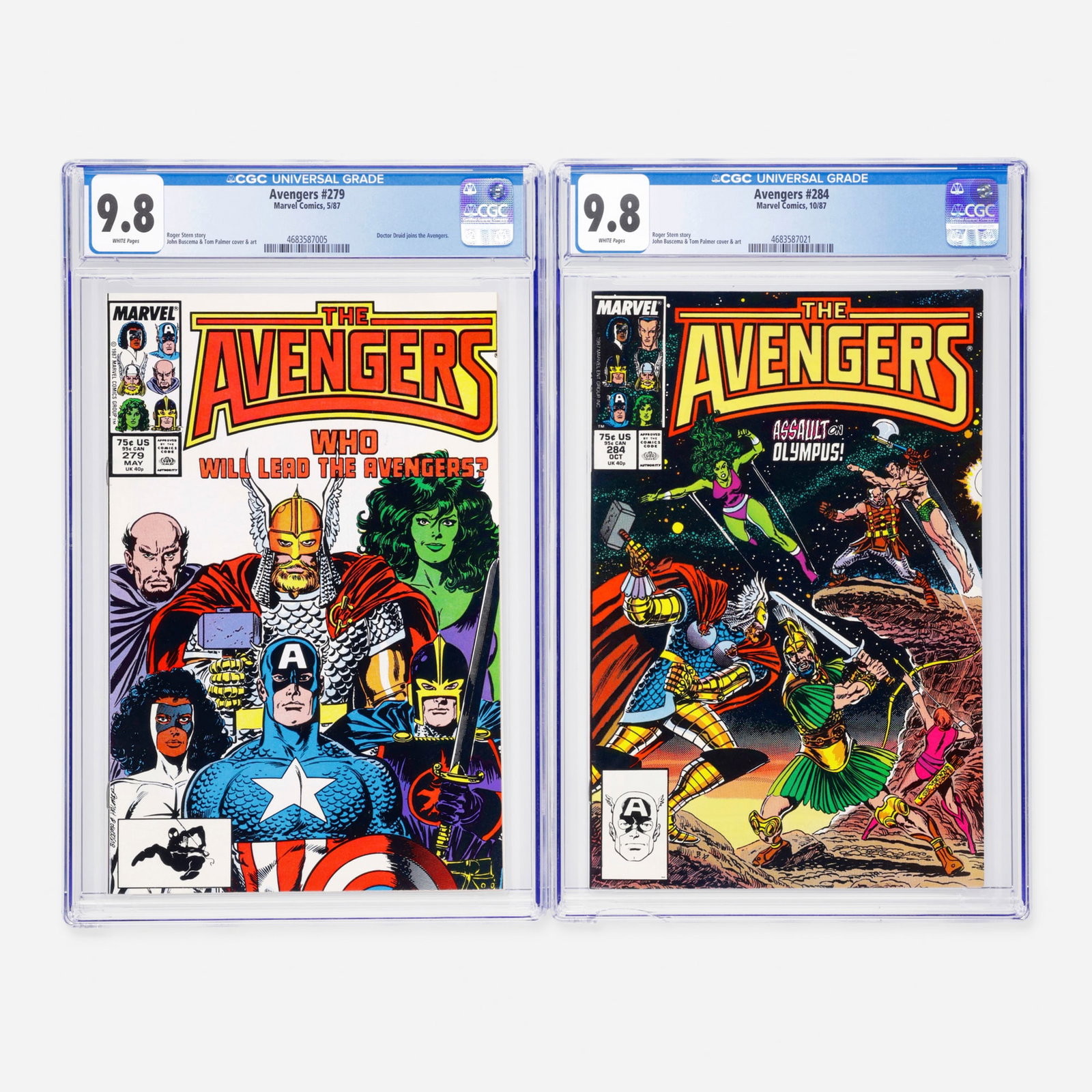 2 Marvel Comics Avengers #279 and #284 CGC 9.8 Group (1 of 2)
