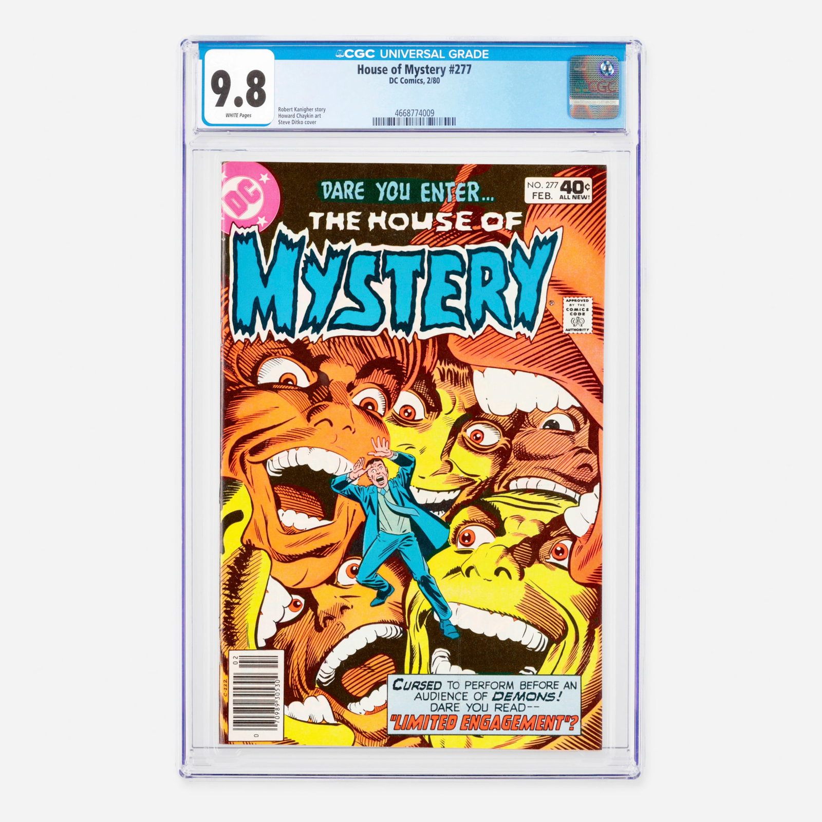 DC Comics House of Mystery #277 CGC 9.8: DC Comics House of Mystery #277 CGC 9.8 USA, 1980 This Bronze Age issue is written by Robert Kanigher, featuring interior art by Howard Chaykin and a cover by the legendary Steve Ditko. Top Population