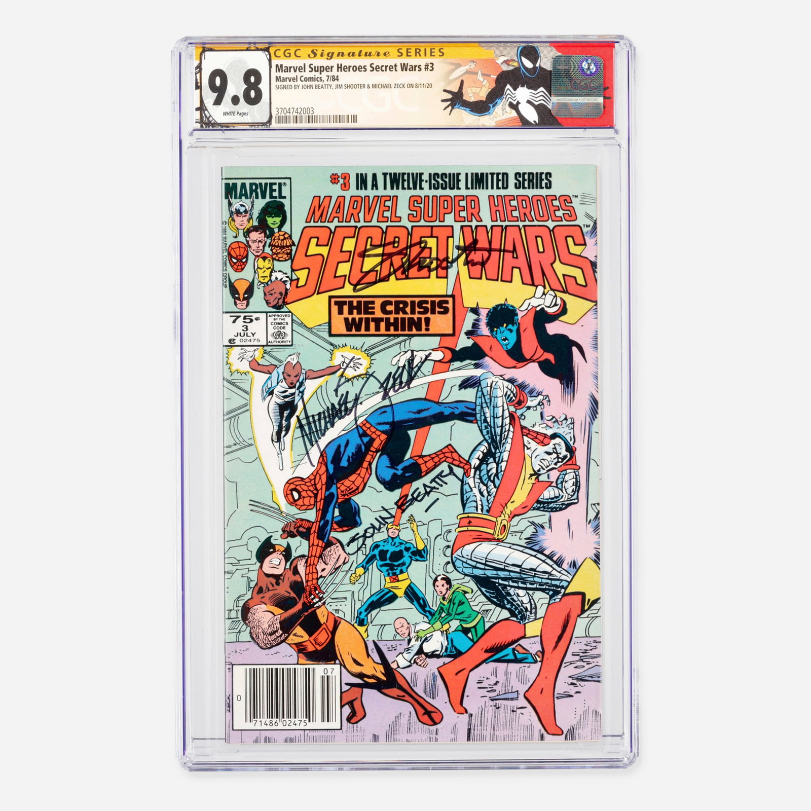 Marvel Comics Marvel Super Heroes Secret Wars #3 CGC 9.8 Signature Series Beatty, Shooter and Zeck (1 of 2)