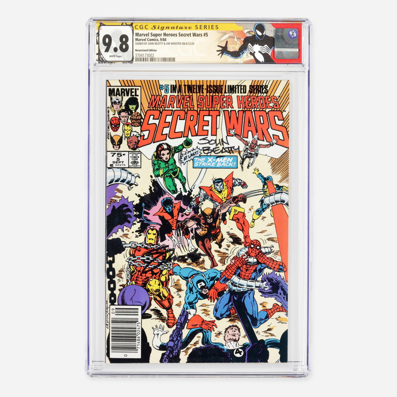 Marvel Comics Marvel Super Heroes Secret Wars #5 CGC 9.8 Newsstand Signature Series: Marvel Comics Marvel Super Heroes Secret Wars #5 CGC 9.8 Newsstand Signature Series John Beatty and Jim Shooter USA, 1984 This Bronze Age issue advances the sprawling crossover epic. Written by Jim Sh