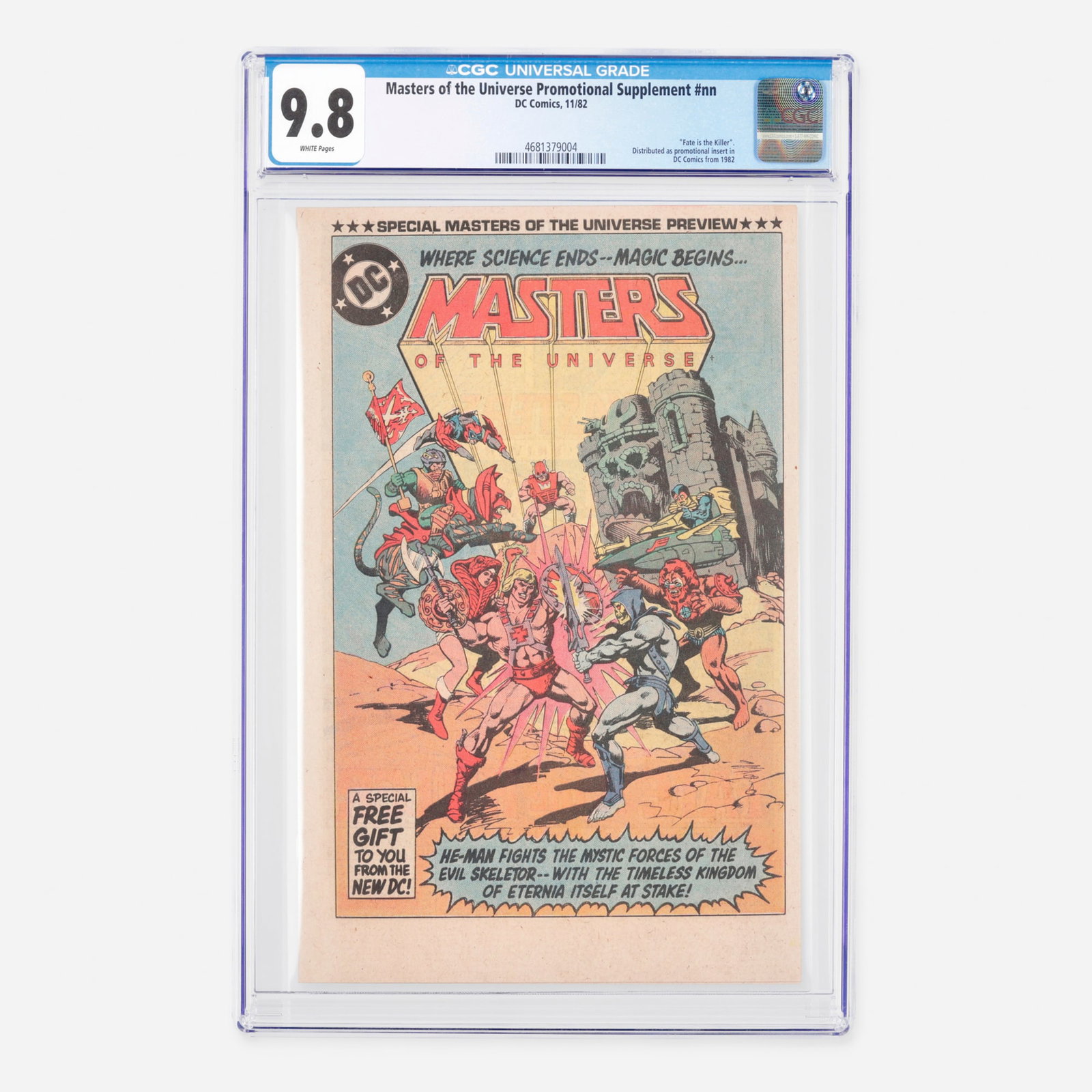DC Comics Masters of the Universe Promotional Supplement #nn CGC 9.8: DC Comics Masters of the Universe Promotional Supplement #nn CGC 9.8 USA, 1982 This Modern Age promotional supplement titled Fate is the Killer was distributed as a promotional insert in DC Comics sta
