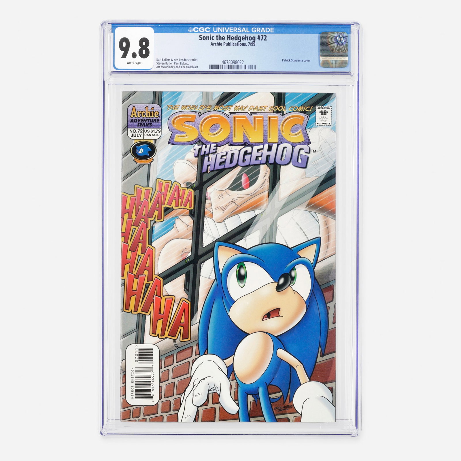 Archie Publications Sonic the Hedgehog #72 CGC 9.8: Archie Publications Sonic the Hedgehog #72 CGC 9.8 USA, 1999 This Modern Age issue highlights a story written by Karl Bollers and Ken Penders. The interior art is a collaborative effort by Steven