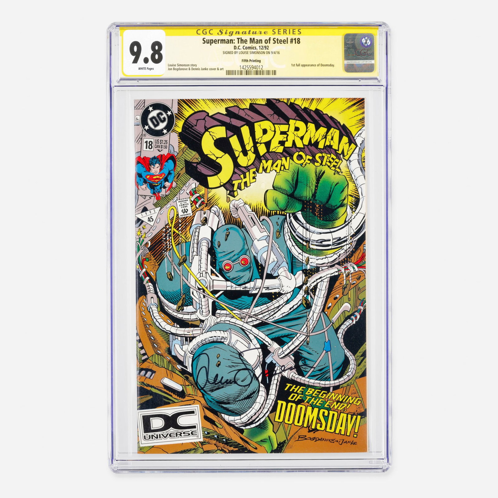 DC Comics Superman: The Man of Steel #18 CGC 9.8 Fifth Printing Signature Series Louise Simonson (1 of 2)