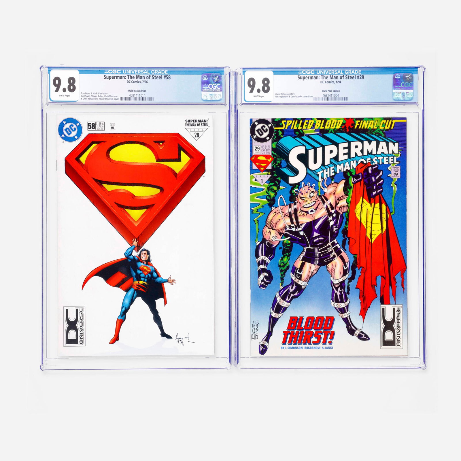 2 DC Comics Superman: The Man of Steel #29 and #58 CGC 9.8 Multi-Pack Edition Group (1 of 2)
