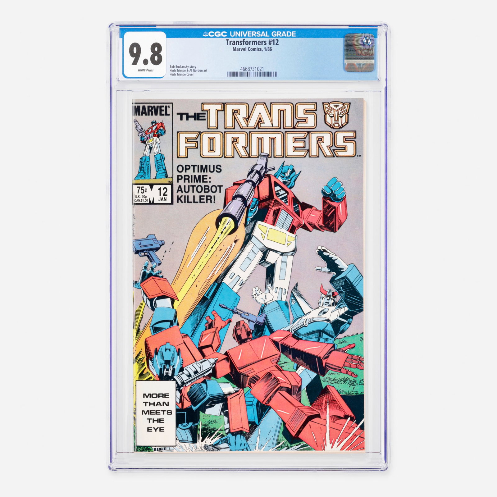 Marvel Comics Transformers #12 CGC 9.8 (1 of 2)