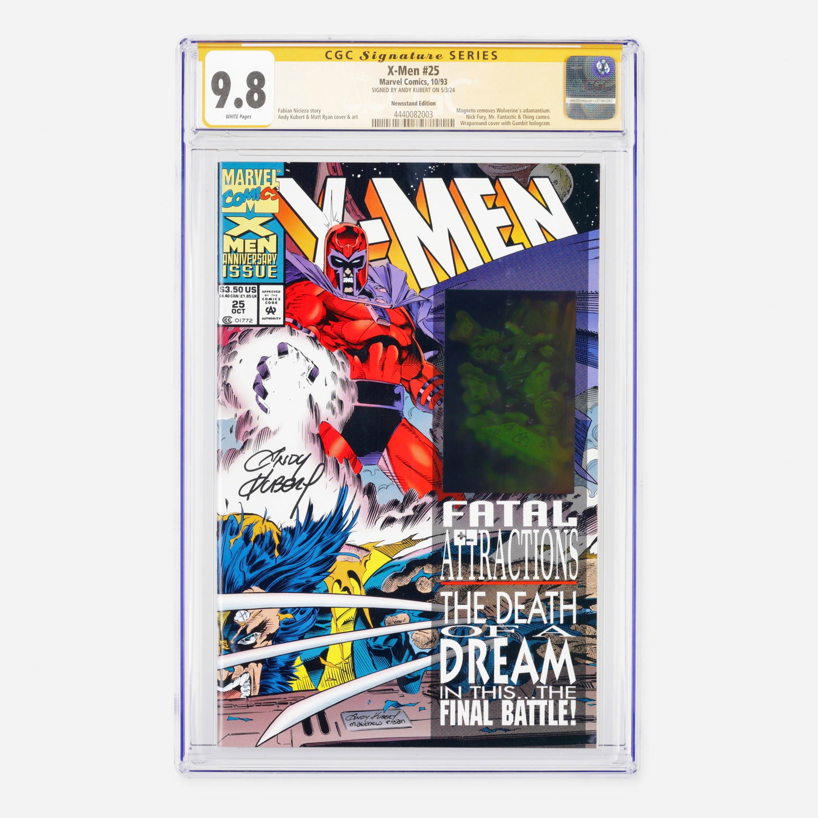 Marvel Comics X-Men #25 CGC 9.8 Newsstand Signature Series Andy Kubert (1 of 2)