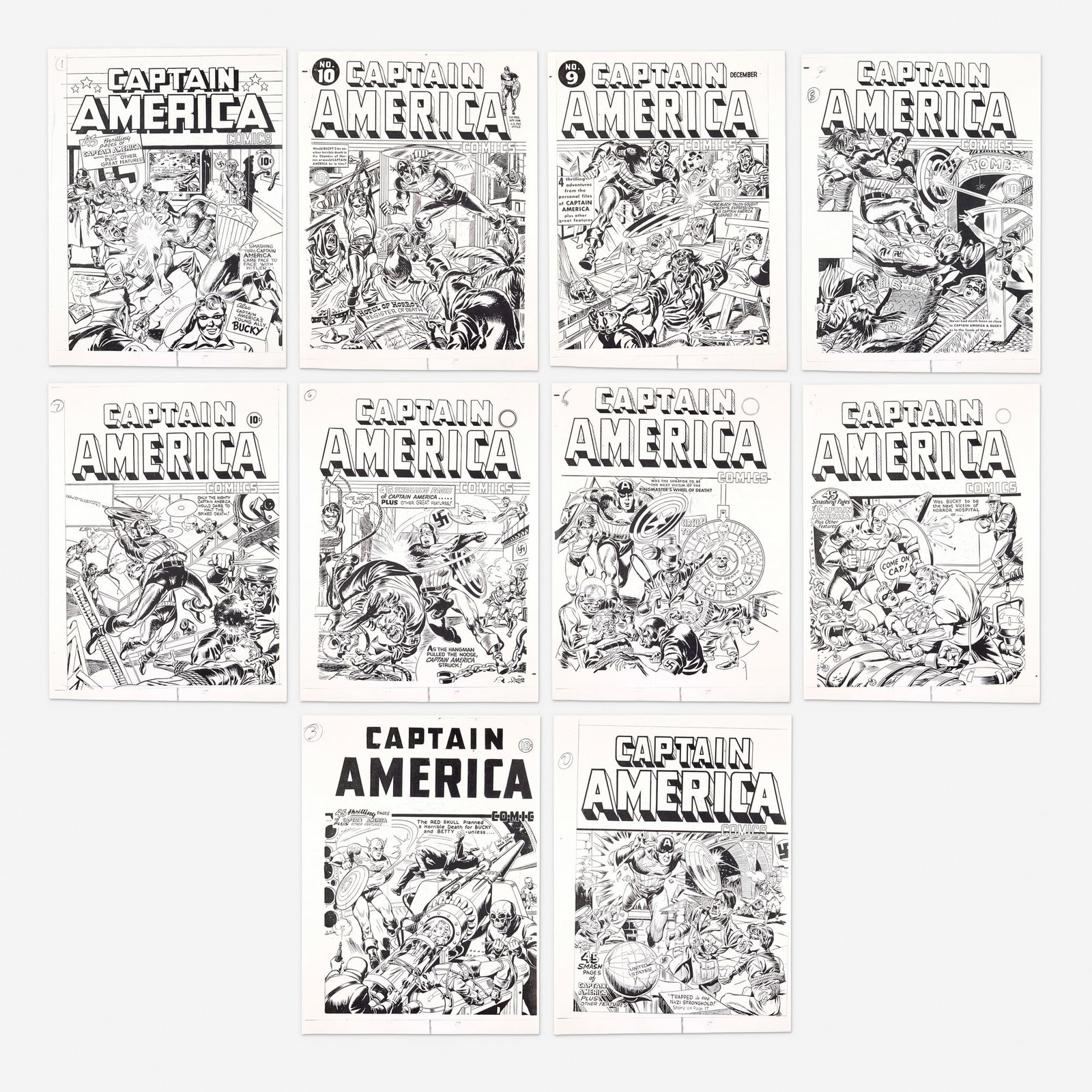 Group of 10 Captain America Black and White Prints (1 of 1)