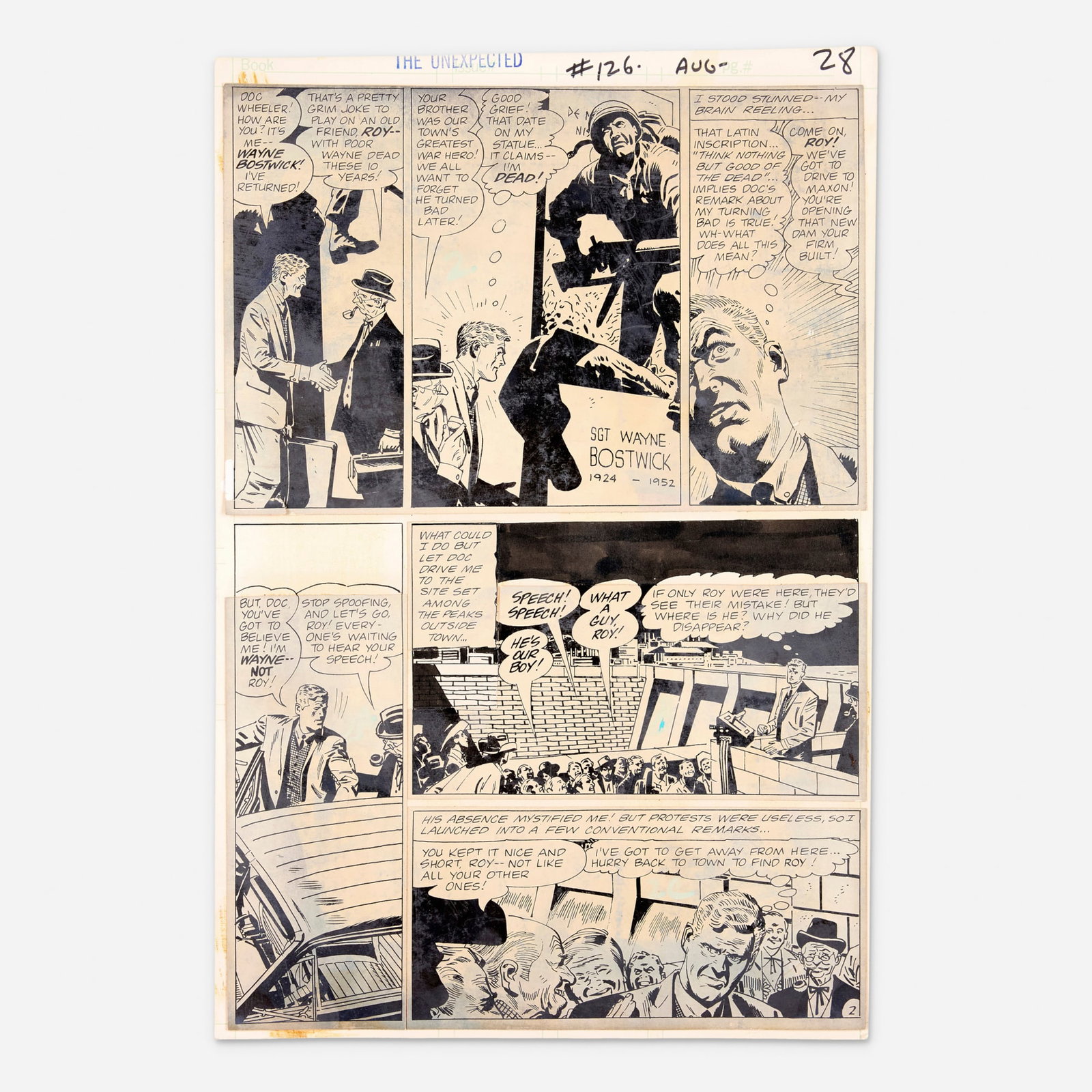 Jerry Grandenetti, The Unexpected #126 Story Pages 28, 29, 30, 32, 33, and 34 Stat Art (1 of 6)