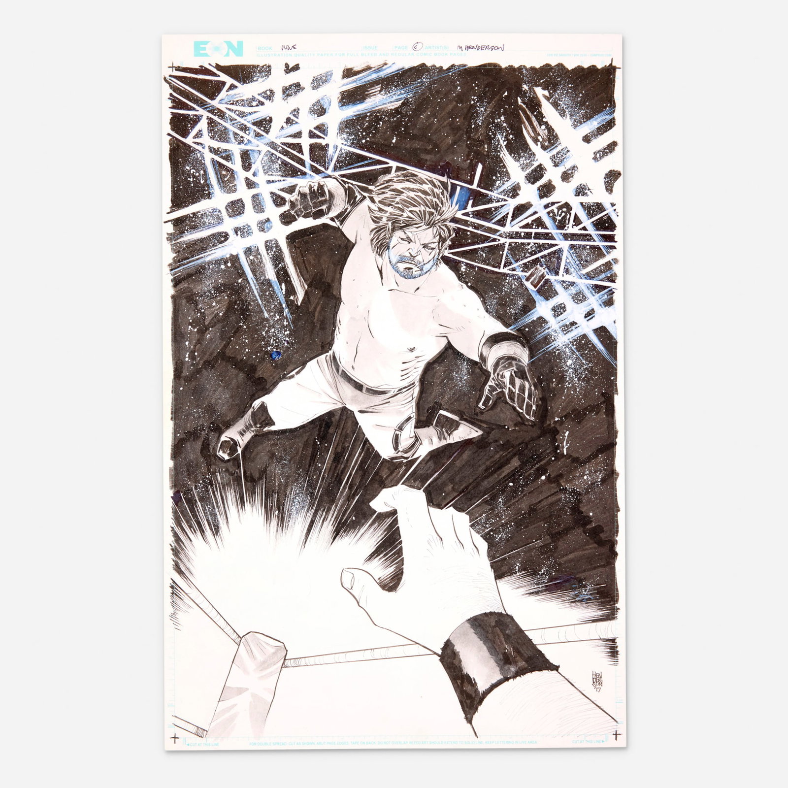 Mike Henderson, WWE #1 Variant Cover Original Art (Boom! Studios, 2017)