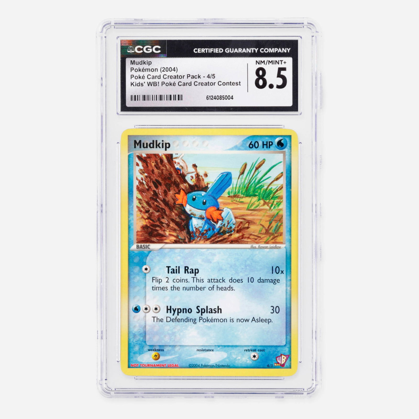 2004 Pokemon Poke Card Creator Pack 4/5 Mudkip Kids' WB! Creator Contest Trading Card CGC 8.5: 2004 Pokemon Poke Card Creator Pack 4/5 Mudkip Kids' WB! Poke Card Creator Contest Trading Card CGC 8.5 USA, 2004 CGC#: 6124085004 Population: 11 In 8.5, 18 Higher