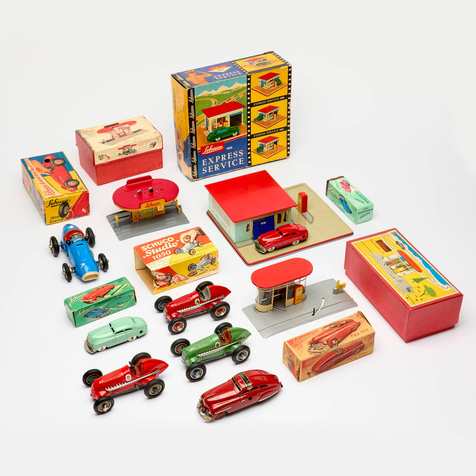 9PC Vintage German Schuco Tin Car Toy Group (1 of 2)