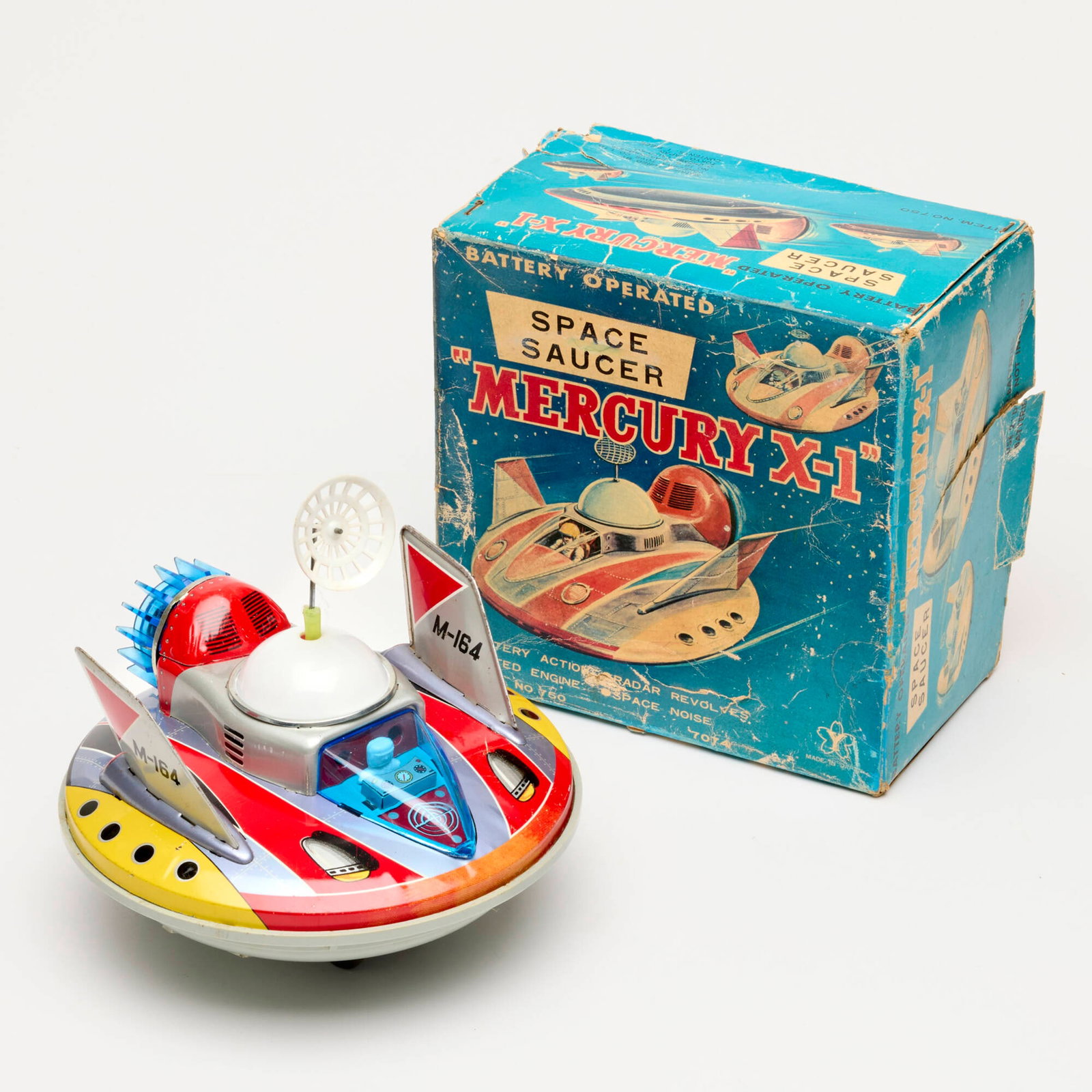 Yonezawa Toys Tin Battery Operated Mercury X-1 Space Saucer Boxed (1 of 2)