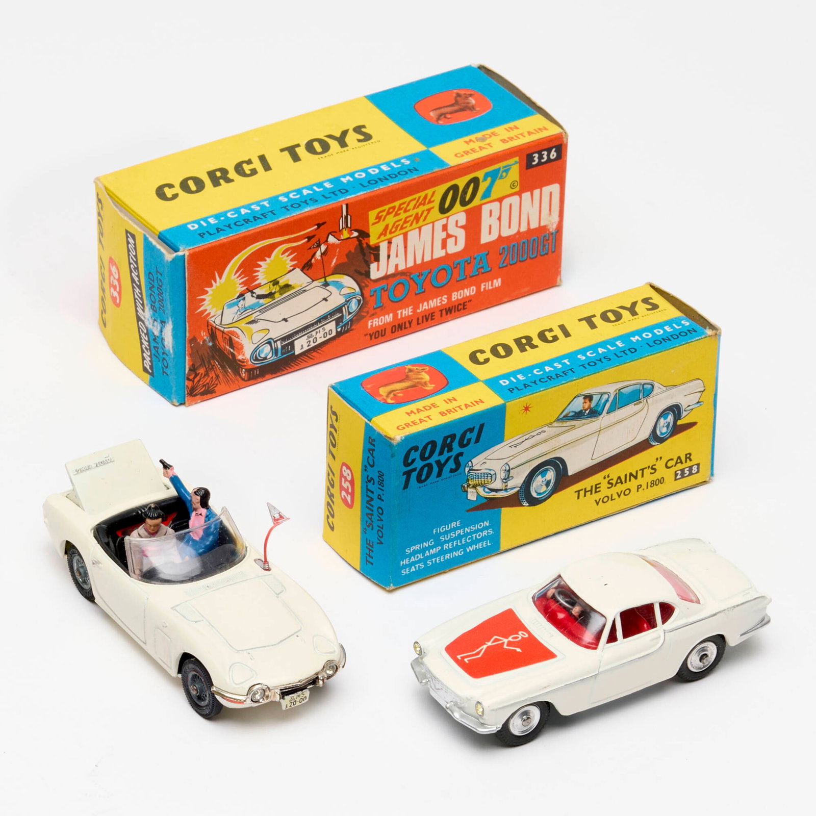 Corgi Toys 258 The Saint's Car Volvo P.1800 336 Special Agent 007 James Bond Toyota 2000GT (1 of 4)