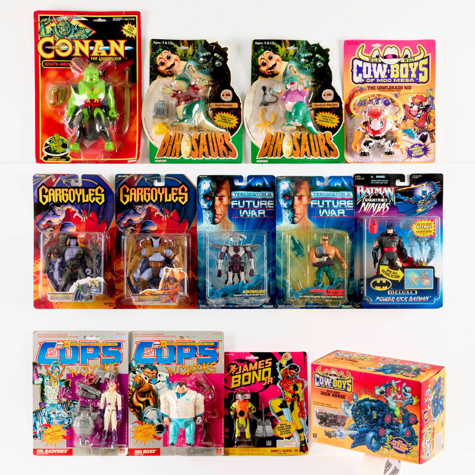 13PC 1988-1998 Hasbro and Kenner Factory Sealed Action Figure Toy Group: 13PC 1988-1998 Hasbro and Kenner Factory Sealed Action Figure Toy Group USA, 1988-1998 largest: 13.5 h x 9.5 w x 2 d in (34 x 24 x 5 cm) smallest: 9.25 h x 7.5 w x 1 d in (23 x 19 x 3 cm) Factory Seal