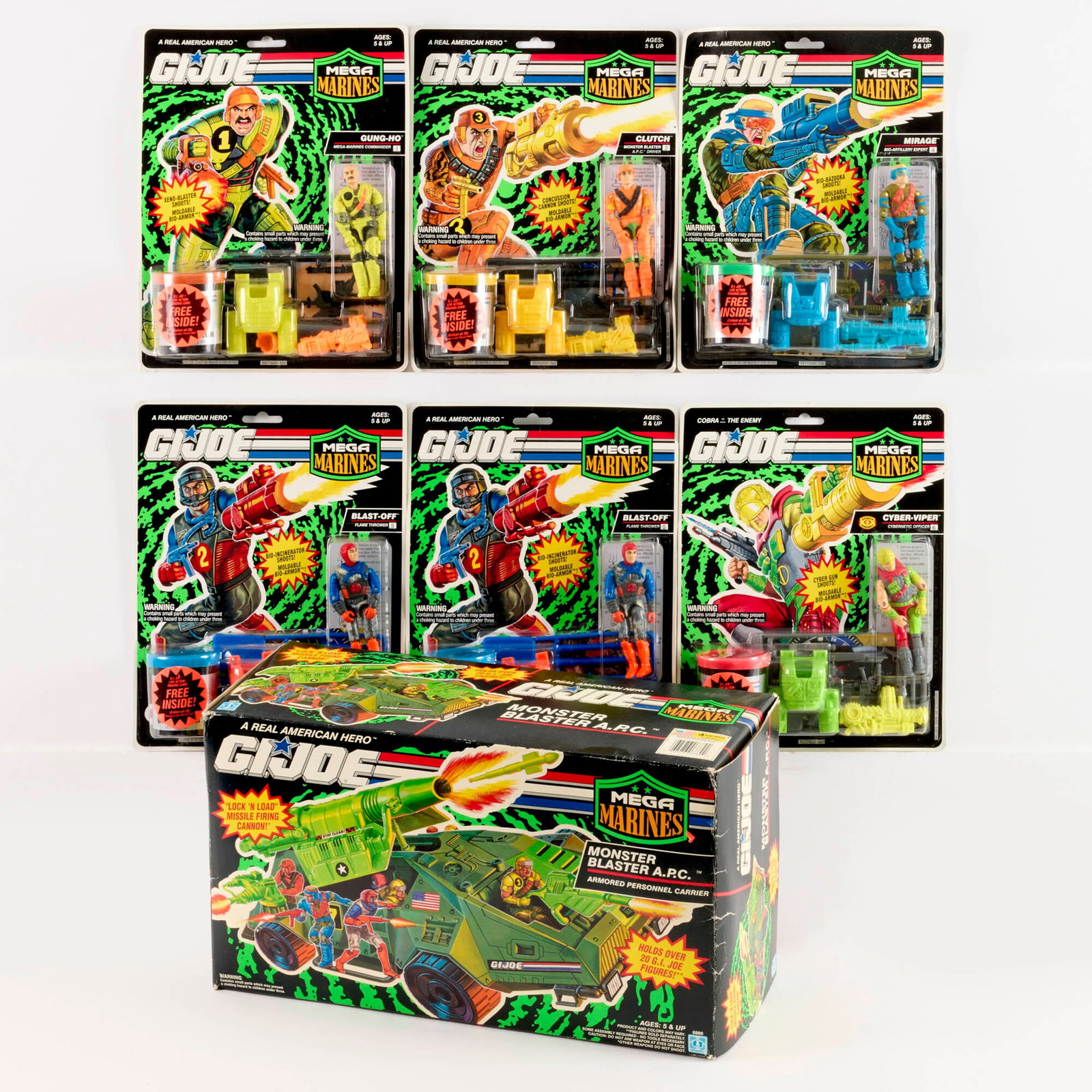 7PC 1992 Hasbro G.I. Joe Mega Marines Group Factory Sealed (1 of 2)