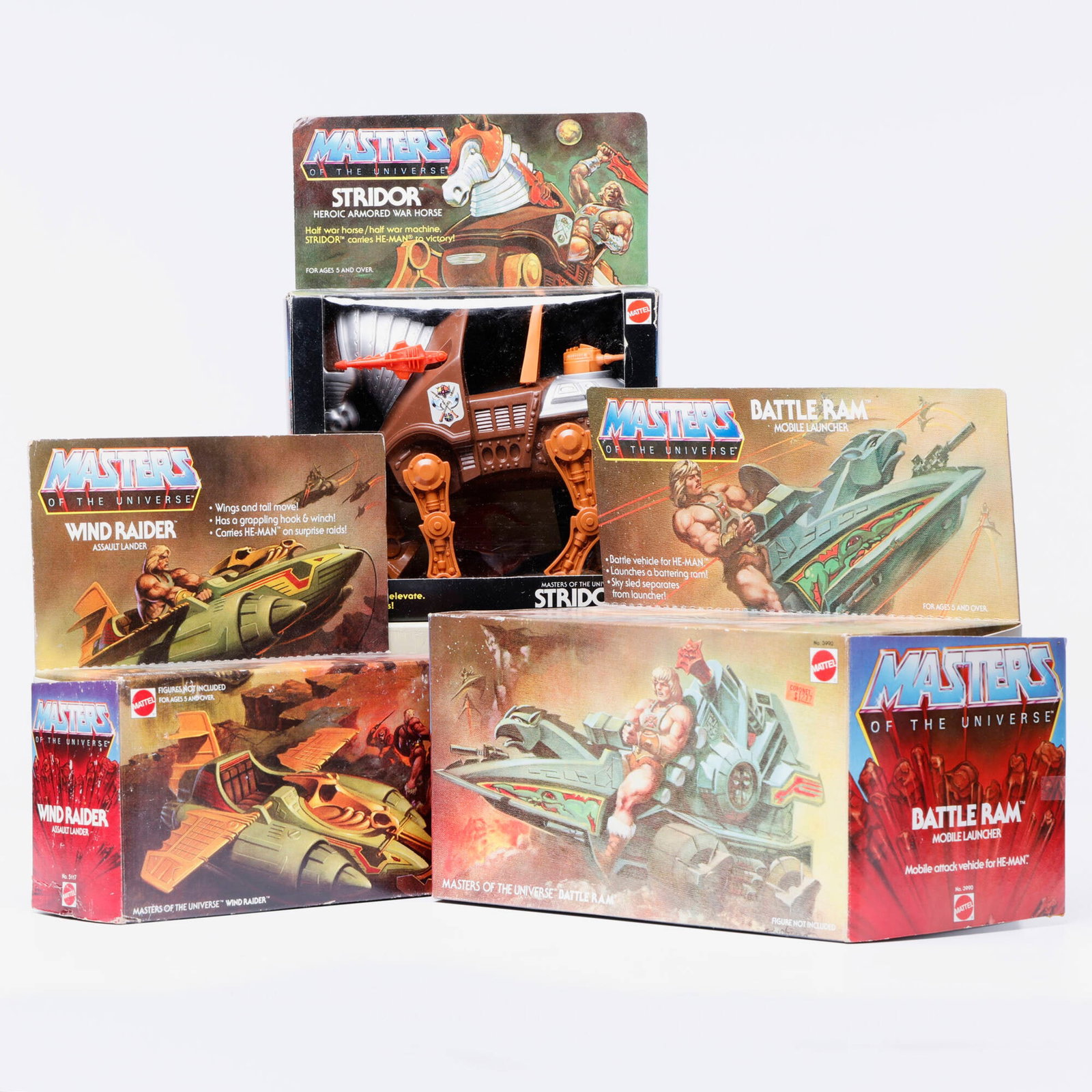 3PC 1981 and 1983 Mattel Masters of the Universe Group Vehicle Group: 3PC 1981 and 1983 Mattel Masters of the Universe Group Vehicle Group USA, 1981, 1983 10.25 h x 9.75 w x 3.5 d in (26 x 25 x 9 cm) 11.25 h x 11.5 w x 6.25 d in (29 x 29 x 16 cm) 11.75 h x 8.5 w x 4.5 d