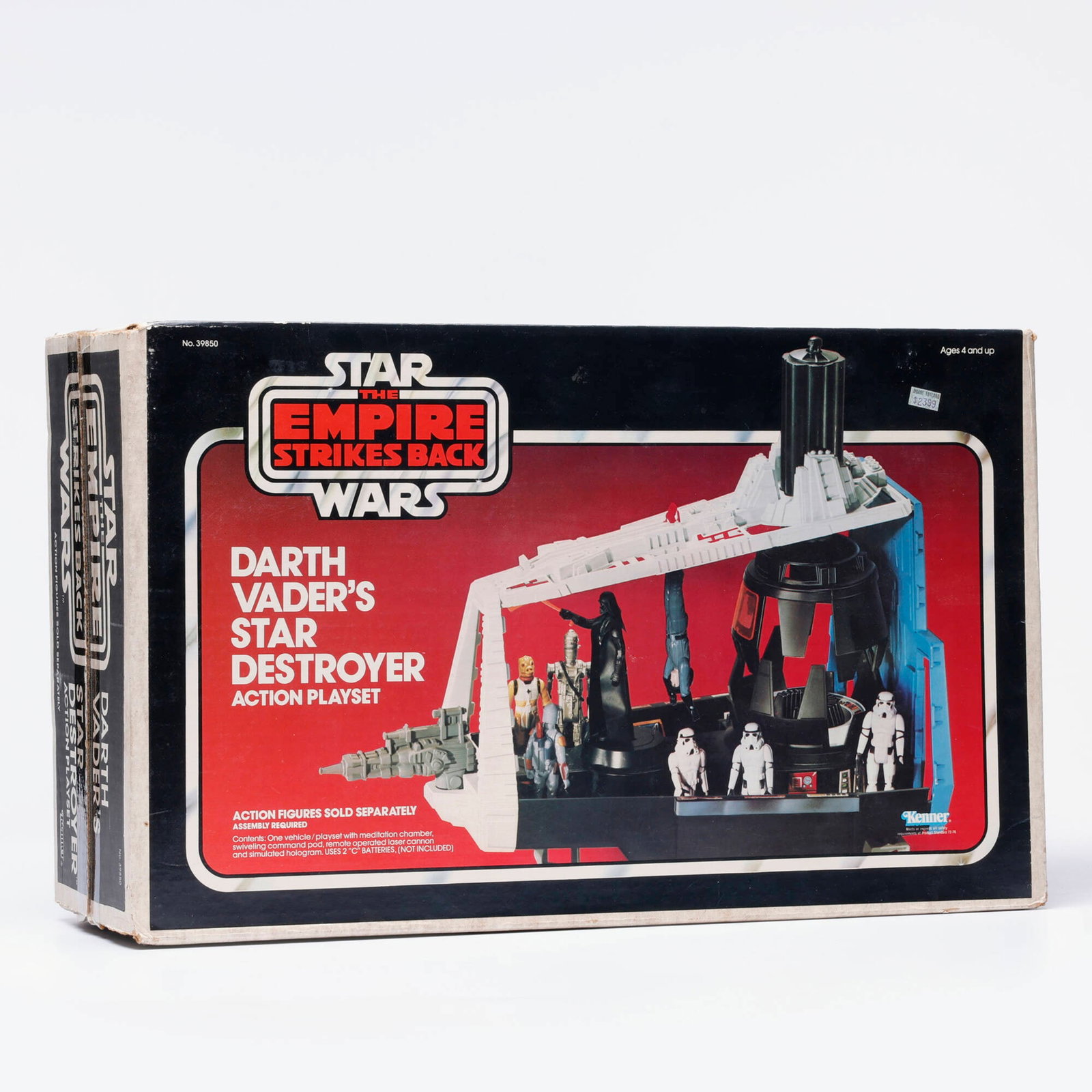 1980 Kenner Star Wars The Empire Strikes Back Darth Vader's Star Destroyer Action Playset: 1980 Kenner Star Wars The Empire Strikes Back Darth Vader's Star Destroyer Action Playset Factory Sealed USA, 1980 13.25 h x 21.25 w x 7 d in (34 x 54 x 18 cm) Condition Notes: Factory Sealed. Price s