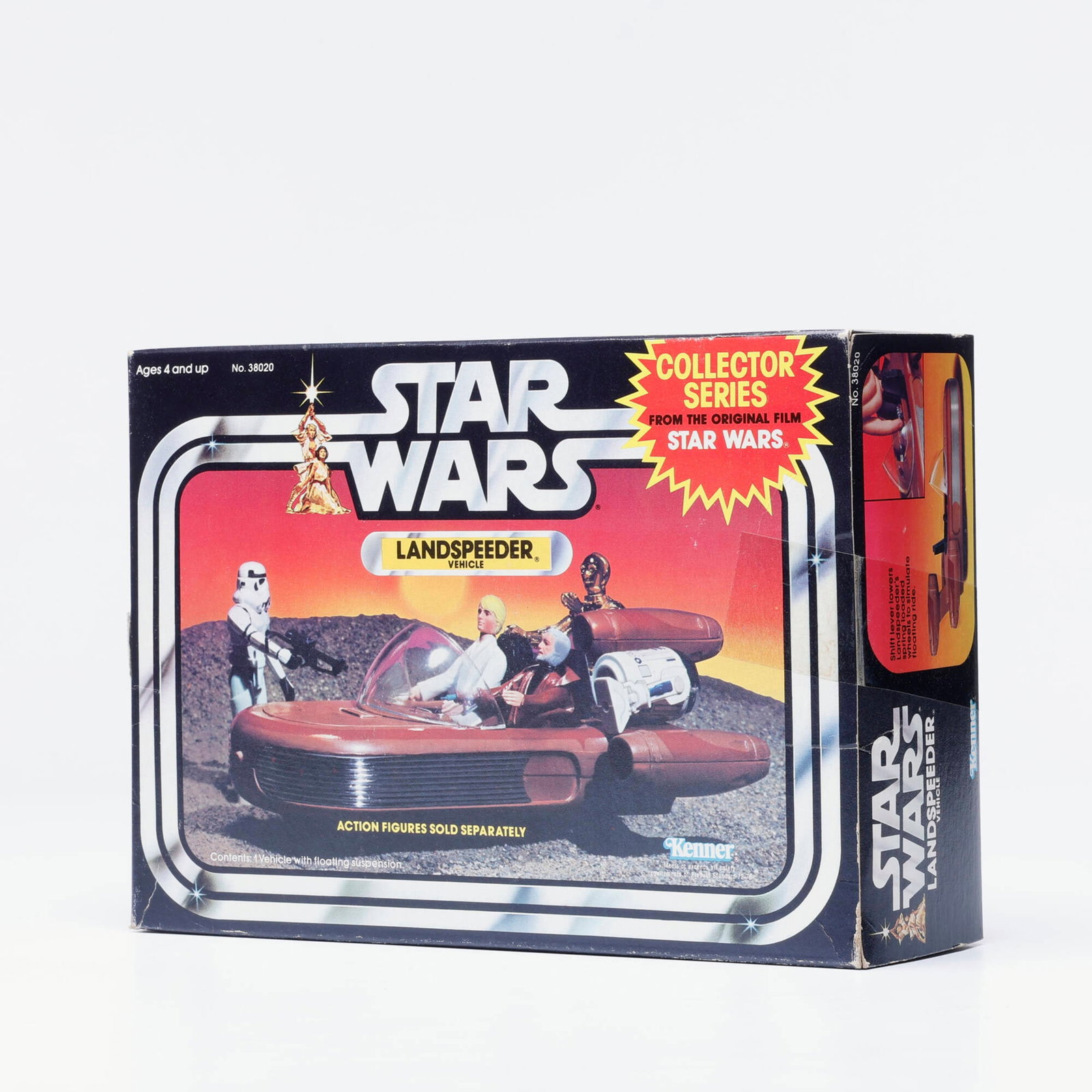 1983 Kenner Star Wars Landspeeder Vehicle Factory Sealed: 1983 Kenner Star Wars Landspeeder Vehicle Factory Sealed USA, 1983 7.5 h x 10.5 w x 3.25 d in (19 x 27 x 8 cm) Condition Notes: Factory Sealed. Sight wear to edges and corners. Price stickers to front