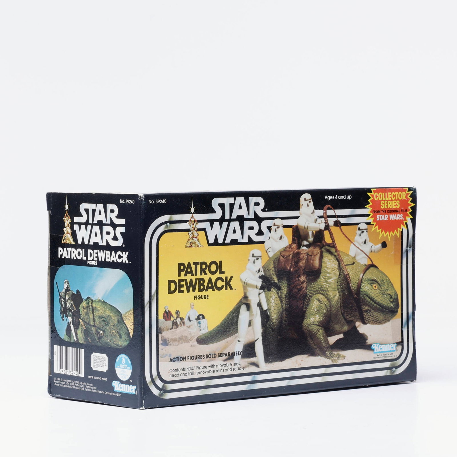 1983 Kenner Star Wars Patrol Dewback Figure Factory Sealed: 1983 Kenner Star Wars Patrol Dewback Figure Factory Sealed USA, 1983 6 h x 11 w x 4.5 d in (15 x 28 x 11 cm) Condition Notes: Factory Sealed. Sight wear to edges and corners. Price stickers to front. 