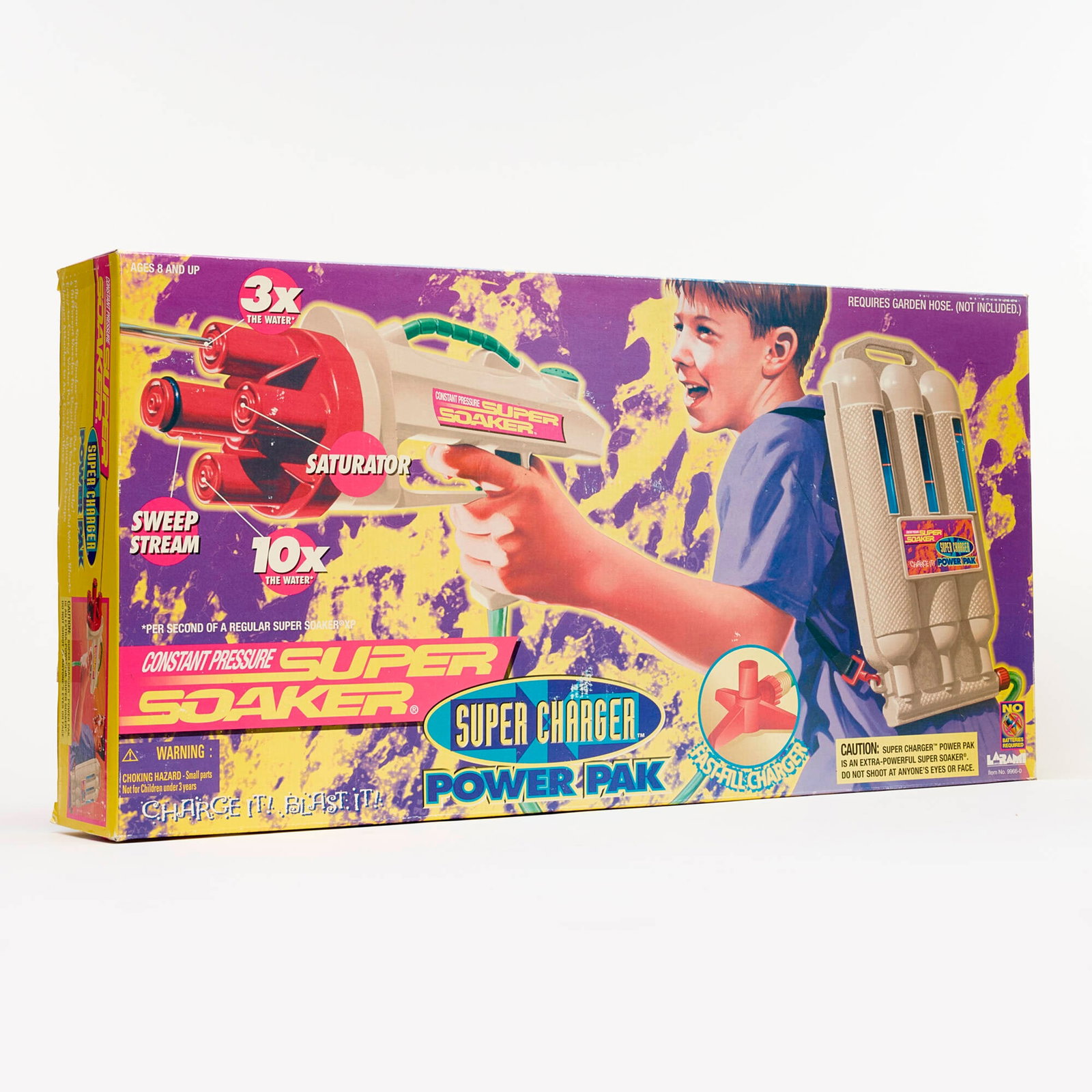 1998 Larami Constant Pressure Super Soaker Super Charger Power Pack Factory Sealed: 1998 Larami Constant Pressure Super Soaker Super Charger Power Pack Factory Sealed USA, 1998 12.75 h x 25 w x 4 d in (32 x 63 x 10 cm) Condition Notes: Factory Sealed. Front of box with scuffing and s