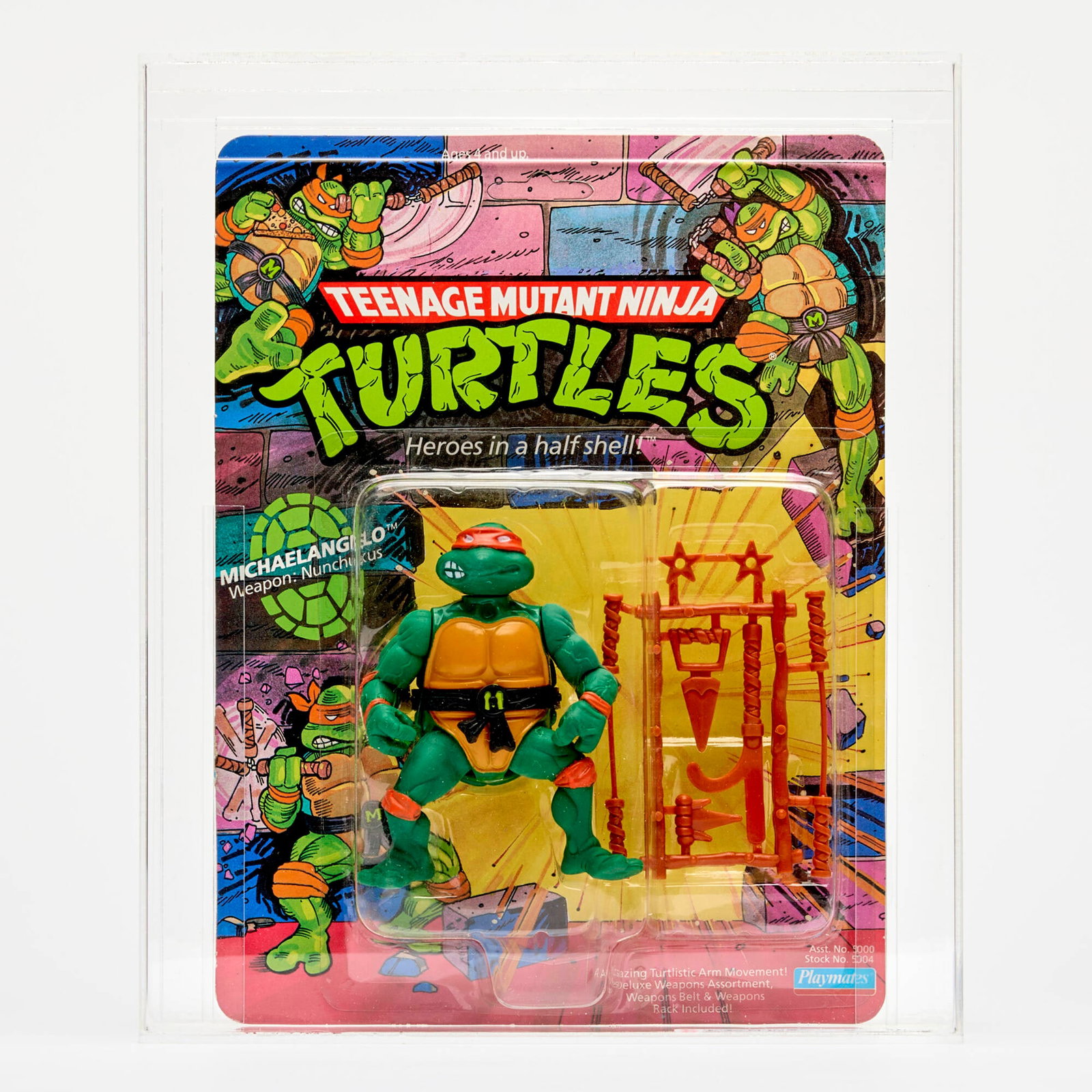 1988 Playmates Teenage Mutant Ninja Turtles Michaelangelo Series 1 10 Back CAS 75+ (1 of 4)