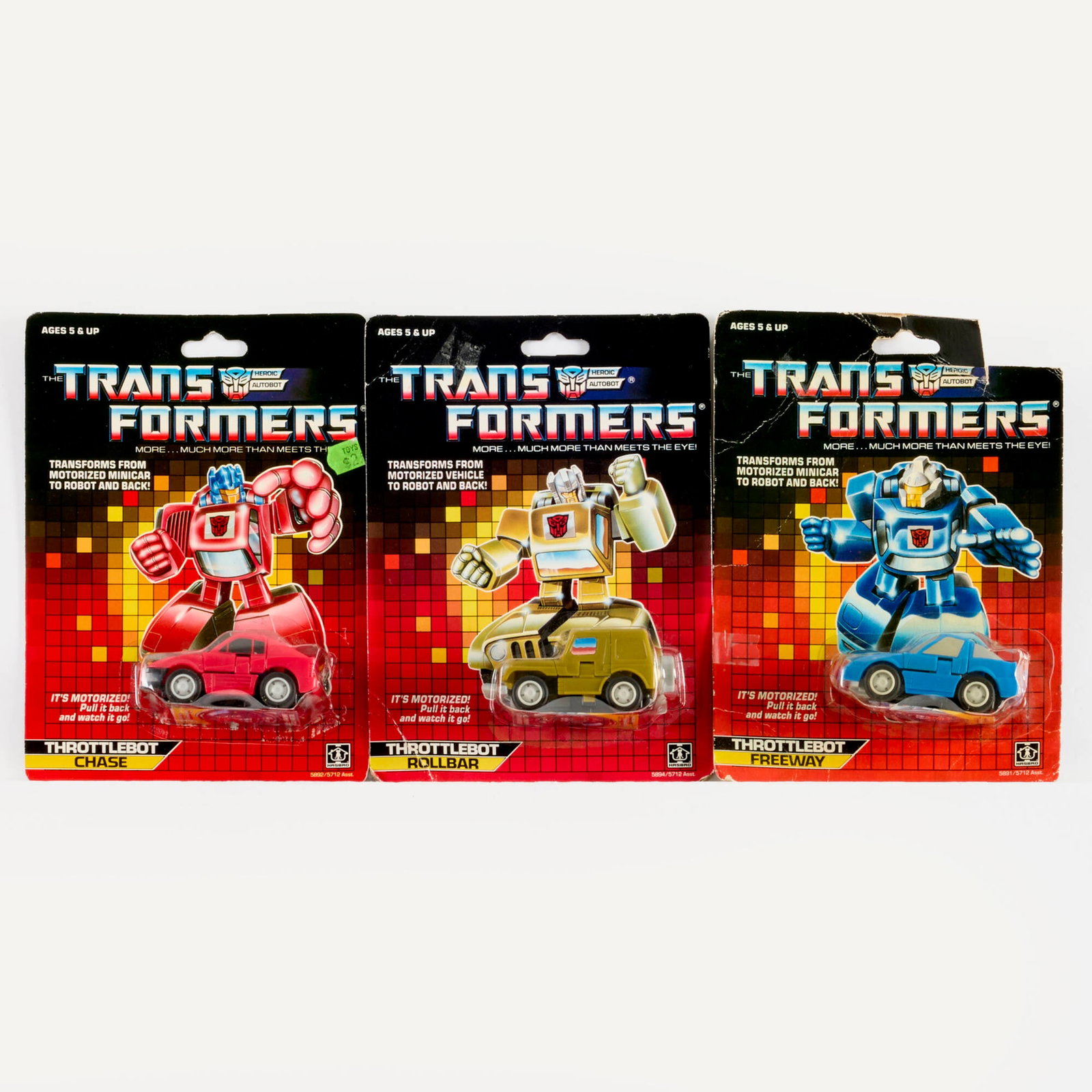 3PC 1986 Hasbro Transformers Generation 1 G1 Throttlebot Group Factory Sealed (1 of 2)