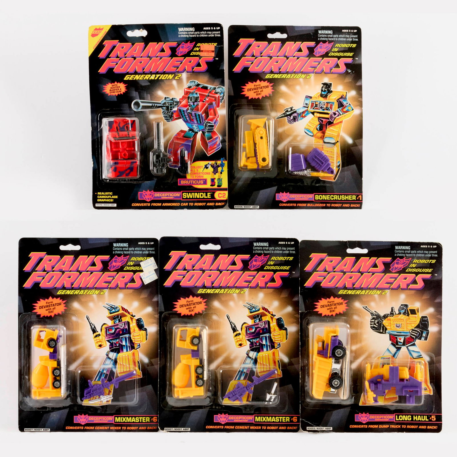 5PC 1992-1993 Hasbro Transformers Generation 2 G2 Combiner Group Factory Sealed (1 of 2)