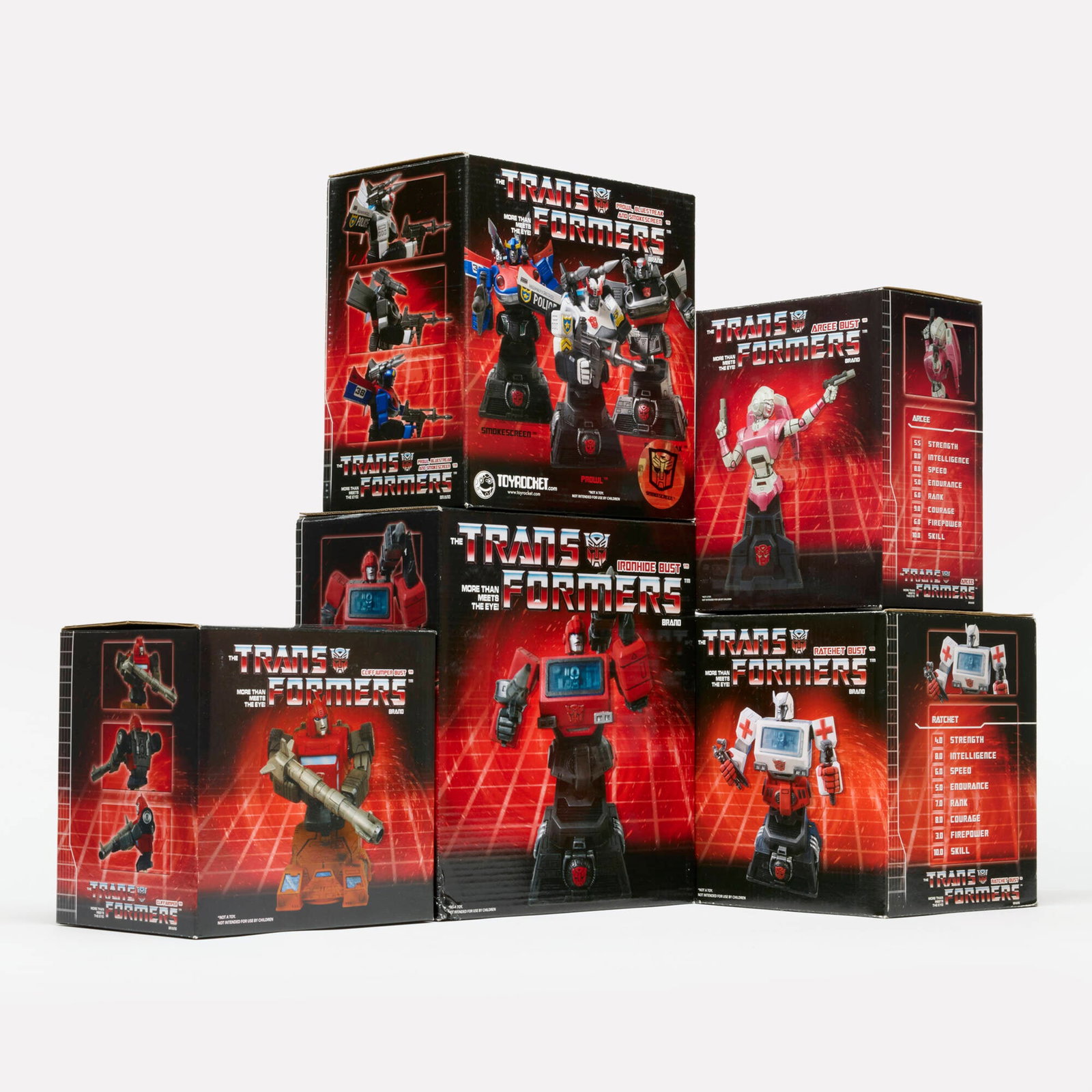 5PC 2007-2008 Diamond Select Toys Transformers Bust Group Factory Sealed: 5PC 2007-2008 Diamond Select Toys Transformers Bust Group Factory Sealed USA, 2007-2008 largest: 9.75 h x 9 w x 5.5 d in (25 x 23 x 14 cm) smallest: 6.75 h x 7.25 w x 5.25 d in (17 x 18 x 13 cm) Diamo