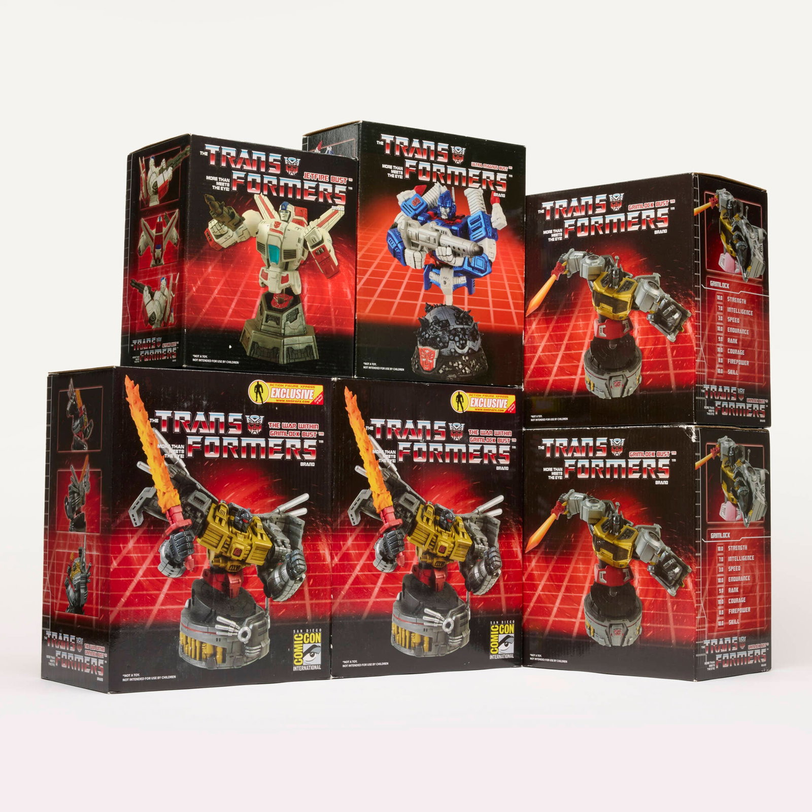204 6PC 2007-2009 Diamond Select Toys Transformers Bust Group Factory Sealed: 204 6PC 2007-2009 Diamond Select Toys Transformers Bust Group Factory Sealed USA, 2007-2009 smallest: 9 h x 7.5 w x 5.75 d in (23 x 19 x 15 cm) largest: 12 h x 9.5 w x 6.25 d in (30 x 24 x 16 cm) Diam