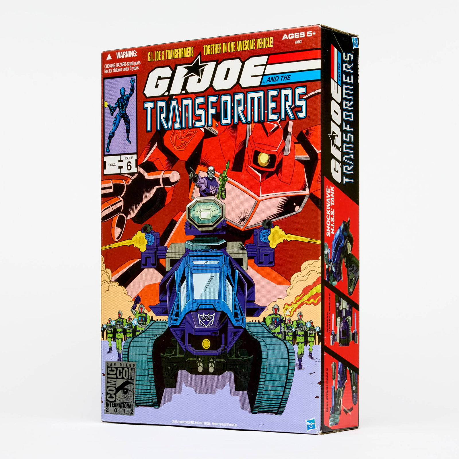 2012 Hasbro G.I. Joe and the Transformers Shockwave H.I.S.S. Tank SDCC Exclusive Factory Sealed: 2012 Hasbro G.I. Joe and the Transformers Shockwave H.I.S.S. Tank SDCC Exclusive Factory Sealed USA, 2012 18.25 h x 13 w x 3.5 d in (46 x 33 x 9 cm) Condition Notes: Factory Sealed. Small amount of ed