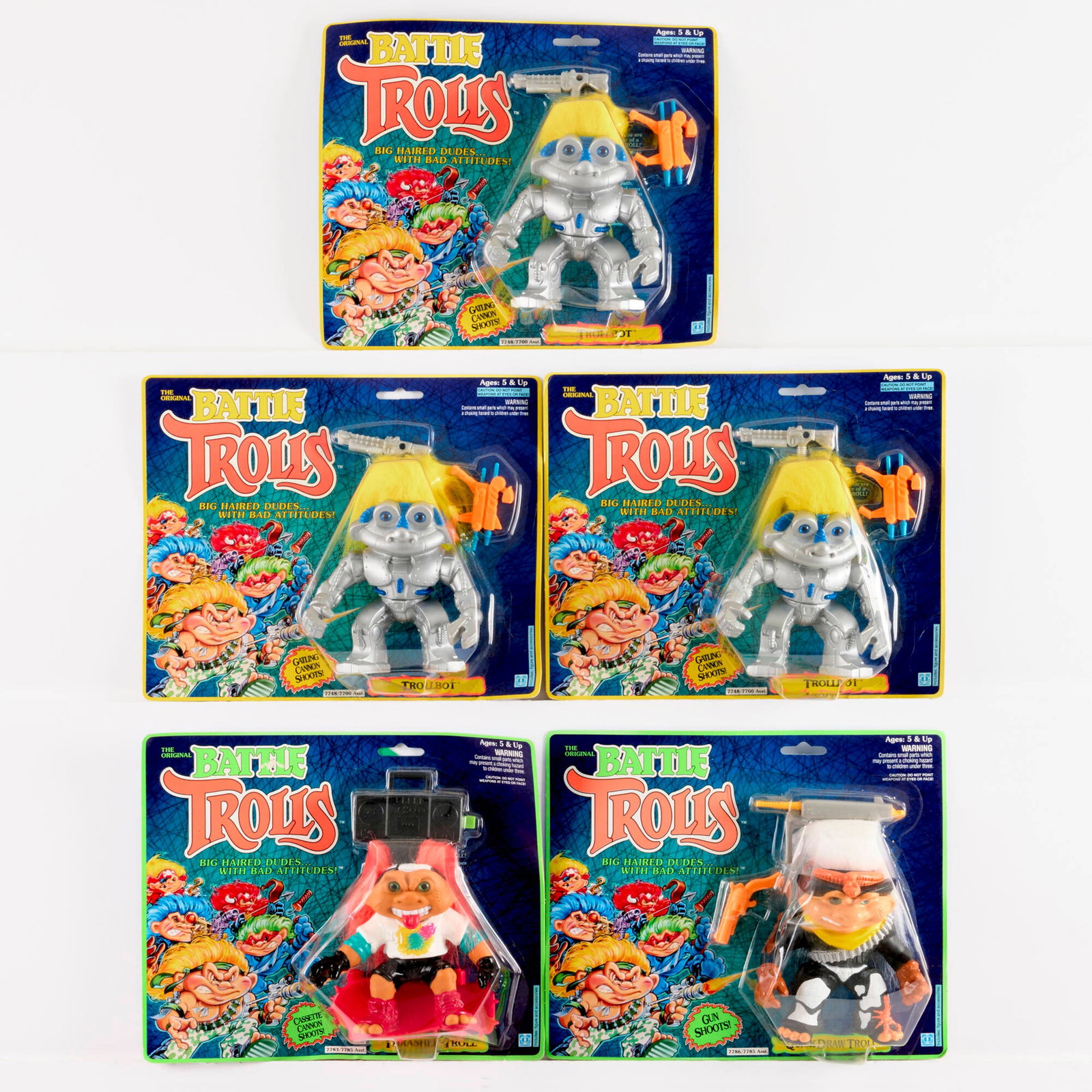 5PC 1992-1993 Hasbro Battle Trolls Standard Tag Group Factory Sealed: 5PC 1992-1993 Hasbro Battle Trolls Standard Tag Group Factory Sealed USA, 1992 9 h x 11 w x 2.5 d in (23 x 28 x 6 cm) Hasbro Battle Trolls Hasbro Standard Tag Factory Sealed group includes: 1992 Troll
