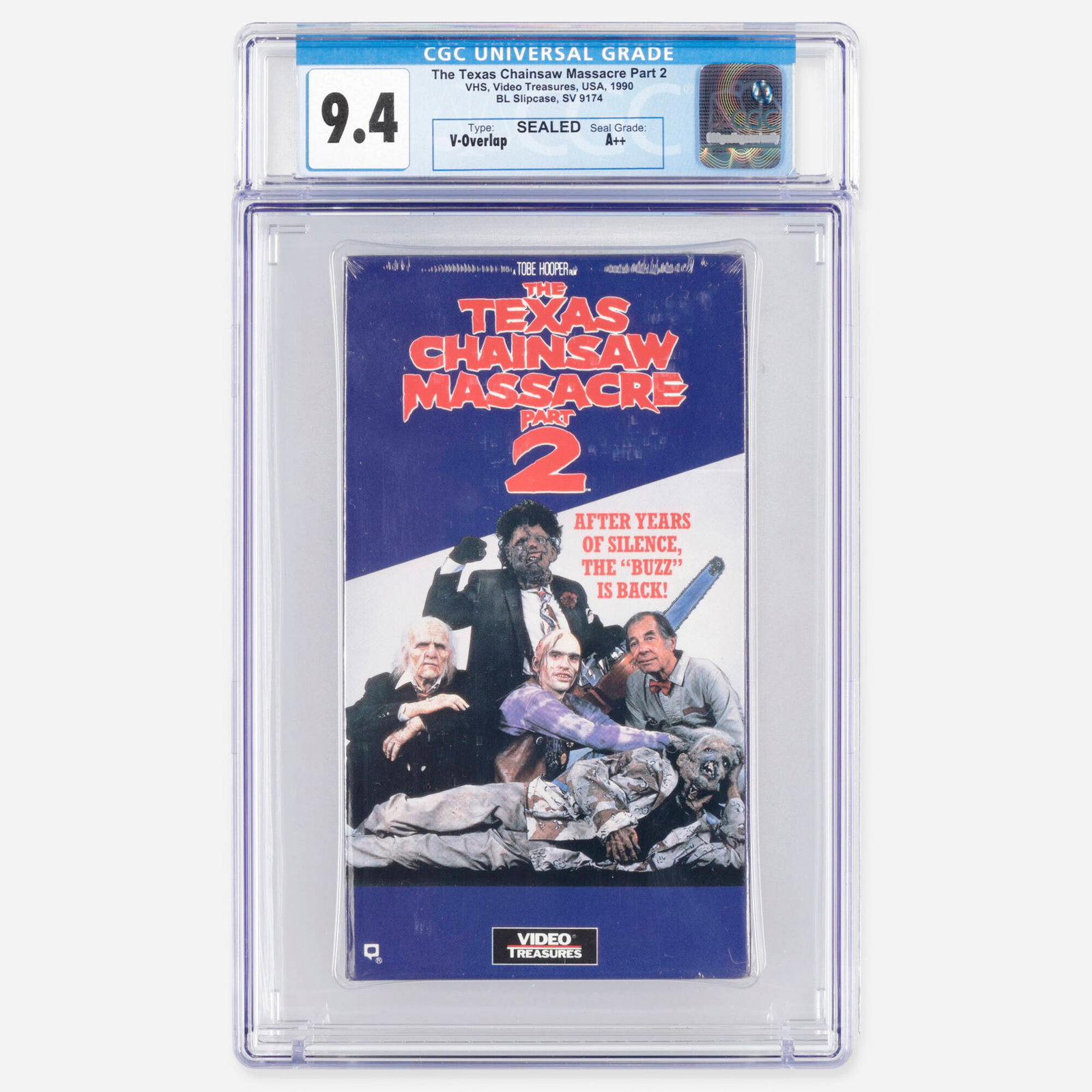 1990 The Texas Chainsaw Massacre Part 2 (1986) Video Treasures VHS CGC 9.4 Sealed A++ (1 of 2)