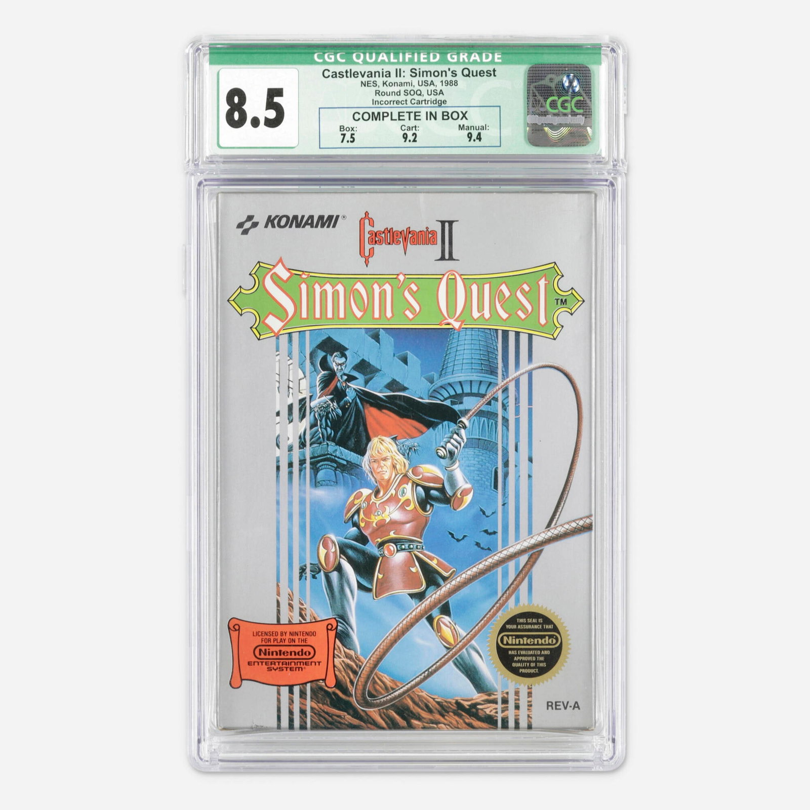 1988 Nintendo NES Castlevania II: Simon's Quest CGC 8.5 Complete in Box Qualified (1 of 2)