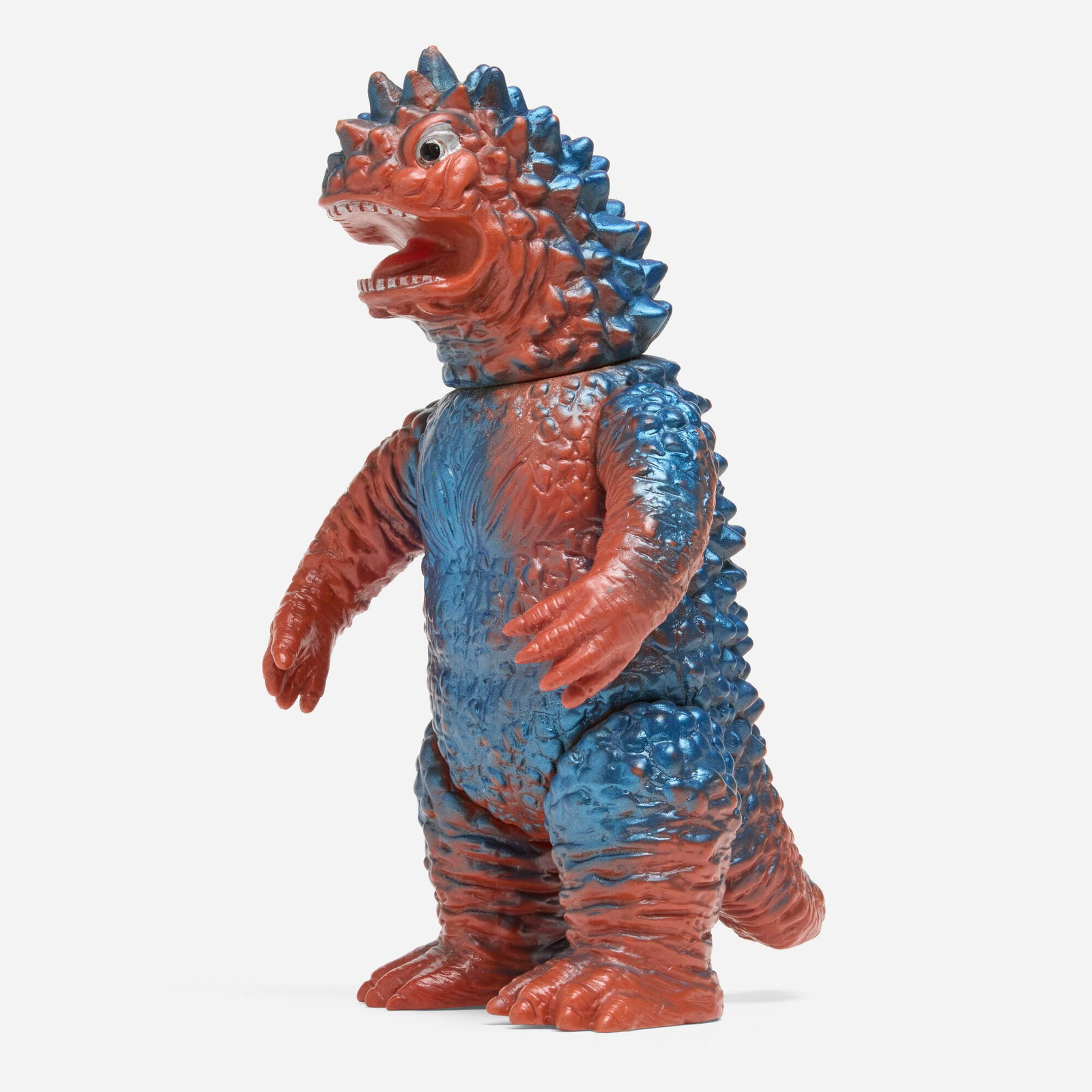 Rare Bullmark Ultraman Magular Standard Vinyl: Rare Bullmark Ultraman Magular Standard Vinyl Bullmark Japan, c. 1970 8.625 h x 5 w x 5.25 d in (22 x 13 x 13 cm) Scarce color variation with metallic blue spray over brown vinyl. Condition notes: Ove