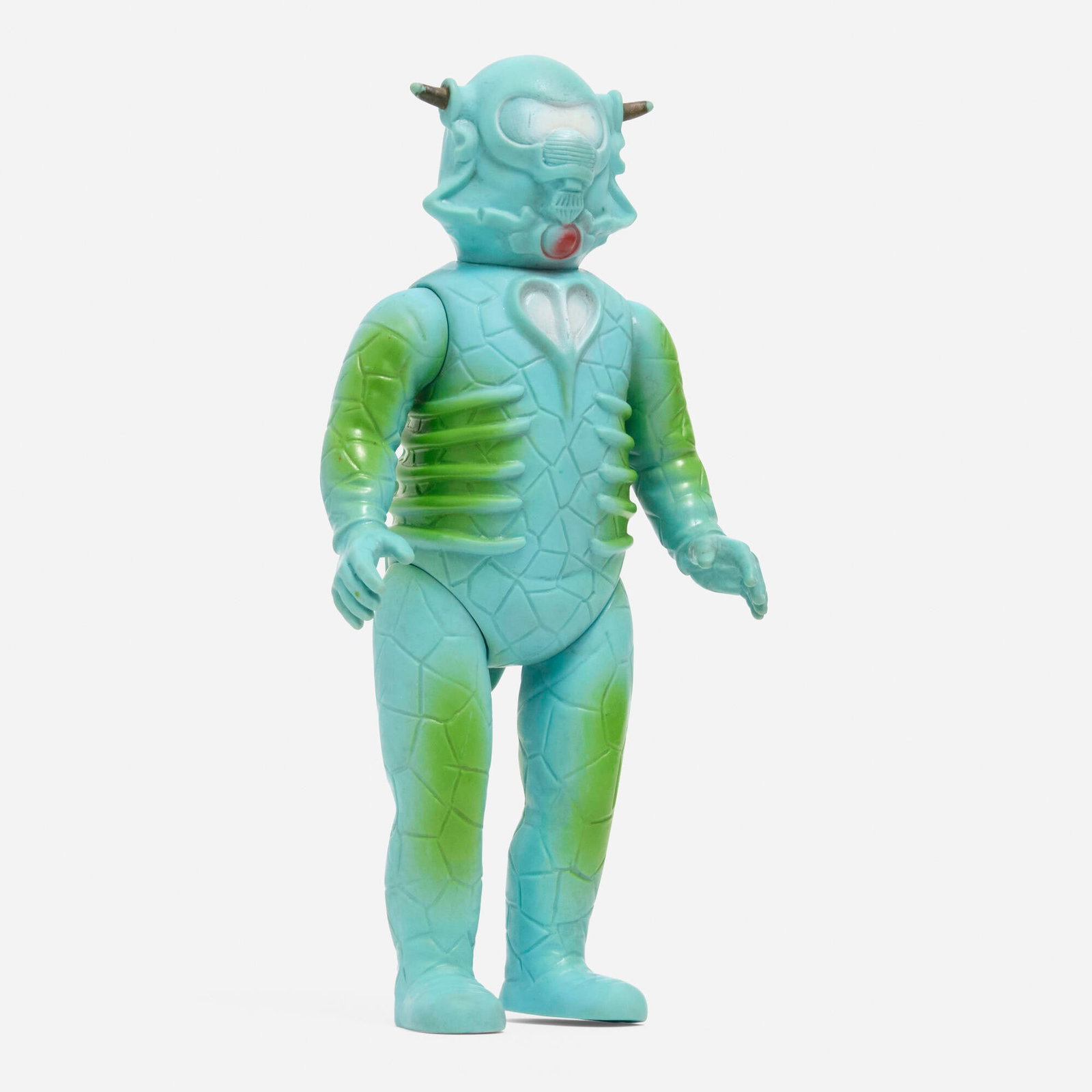 Bullmark Return of Ultraman Alien Bell Seijin Standard Vinyl: Bullmark Return of Ultraman Alien Bell Seijin Standard Vinyl Bullmark Japan, c. 1970 9.125 h x 4.5 w x 3 d in (23 x 11 x 8 cm) Condition notes: Overall good condition with scattered paint rubs and wri