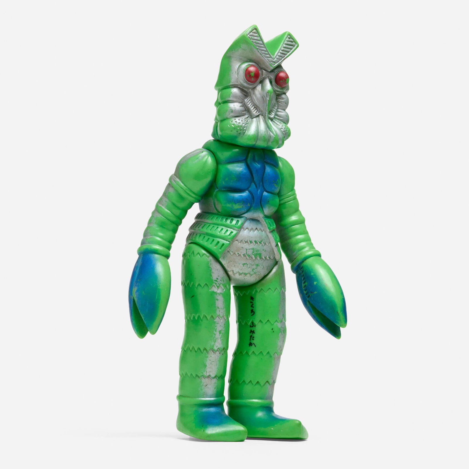 Bullmark Ultraman Baltan Giant Vinyl: Bullmark Ultraman Baltan Giant Vinyl Bullmark Japan, c. 1970 14.5 h x 7 w x 3.5 d in (37 x 18 x 9 cm) Condition notes: Overall good condition with minimal scattered paint rubs. Writing on foot. This w