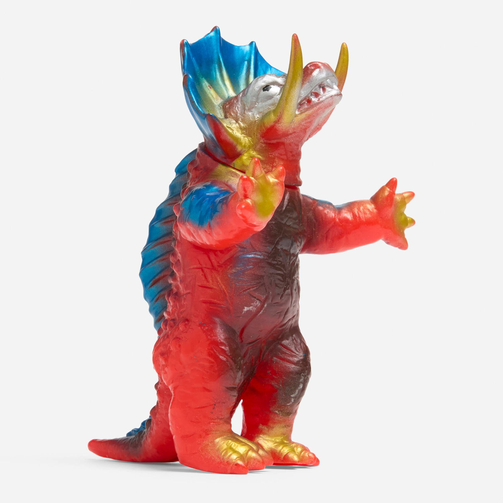 Takatoku Megaloman Zaninga Medium Vinyl: Takatoku Megaloman Zaninga Medium Vinyl Takatoku Japan, c. 1970 6 h x 4.375 w x 3.5 d in (15 x 11 x 9 cm) Condition notes: Overall very good condition with minimal scattered paint rubs. This work will