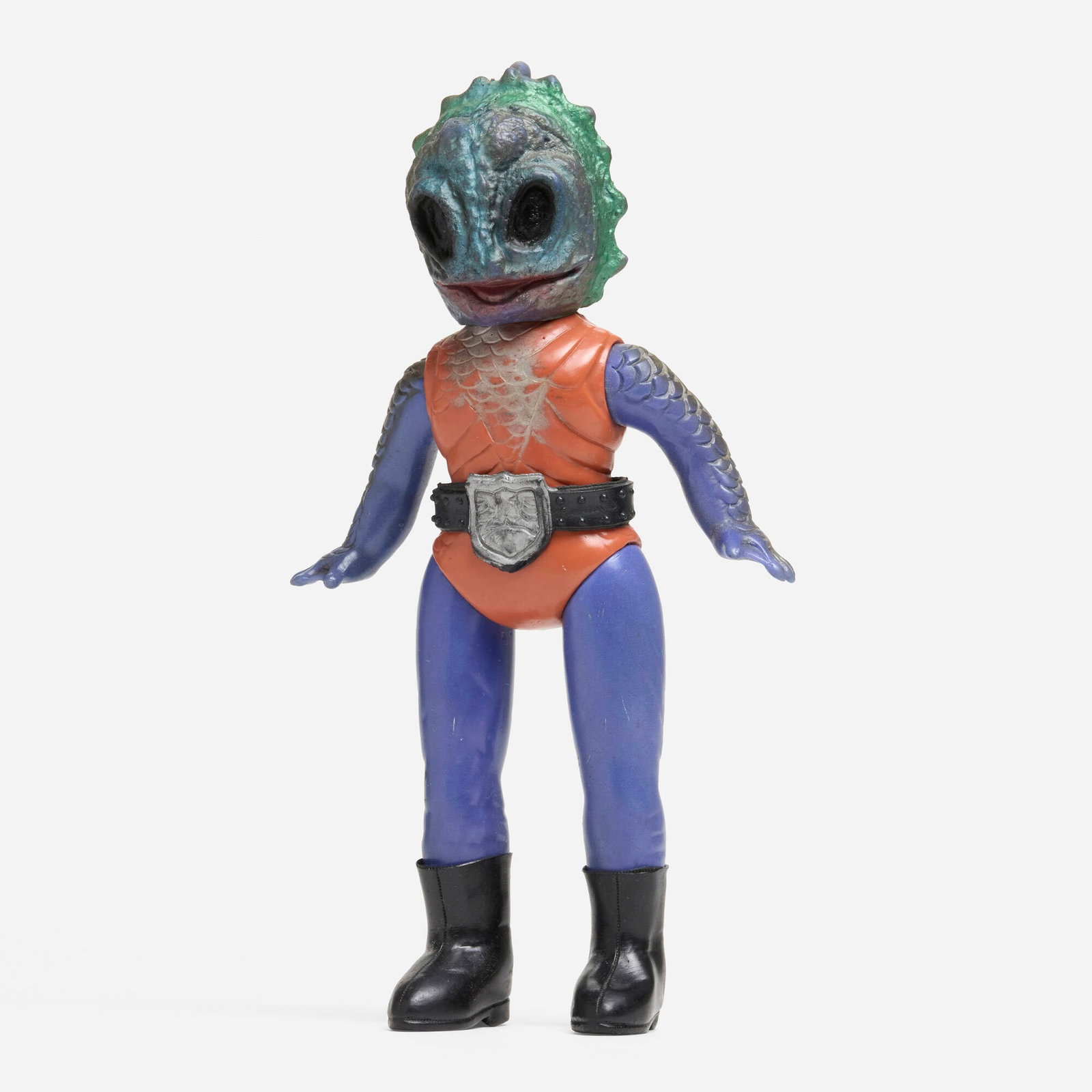 Bandai Kamen Rider Amazonia Standard Vinyl: Bandai Kamen Rider Amazonia Standard Vinyl Bandai Japan, c. 1970 10.25 h x 5.5 w x 3 d in (26 x 14 x 8 cm) Condition notes: Overall very good condition with minimal scattered paint rubs . Original Boo