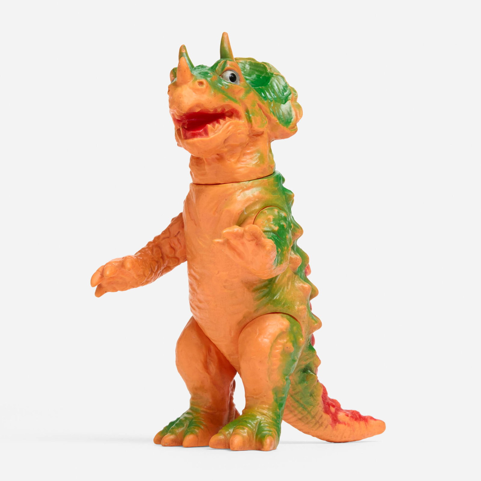 Pachi Miura Toy Triceratops Standard Vinyl: Pachi Miura Toy Triceratops Standard Vinyl Miura Toy Japan, c. 1970 8.5 h x 4.75 w x 5.5 d in (22 x 12 x 14 cm) Condition notes: Overall very good condition with minimal scattered paint rubs. This wor