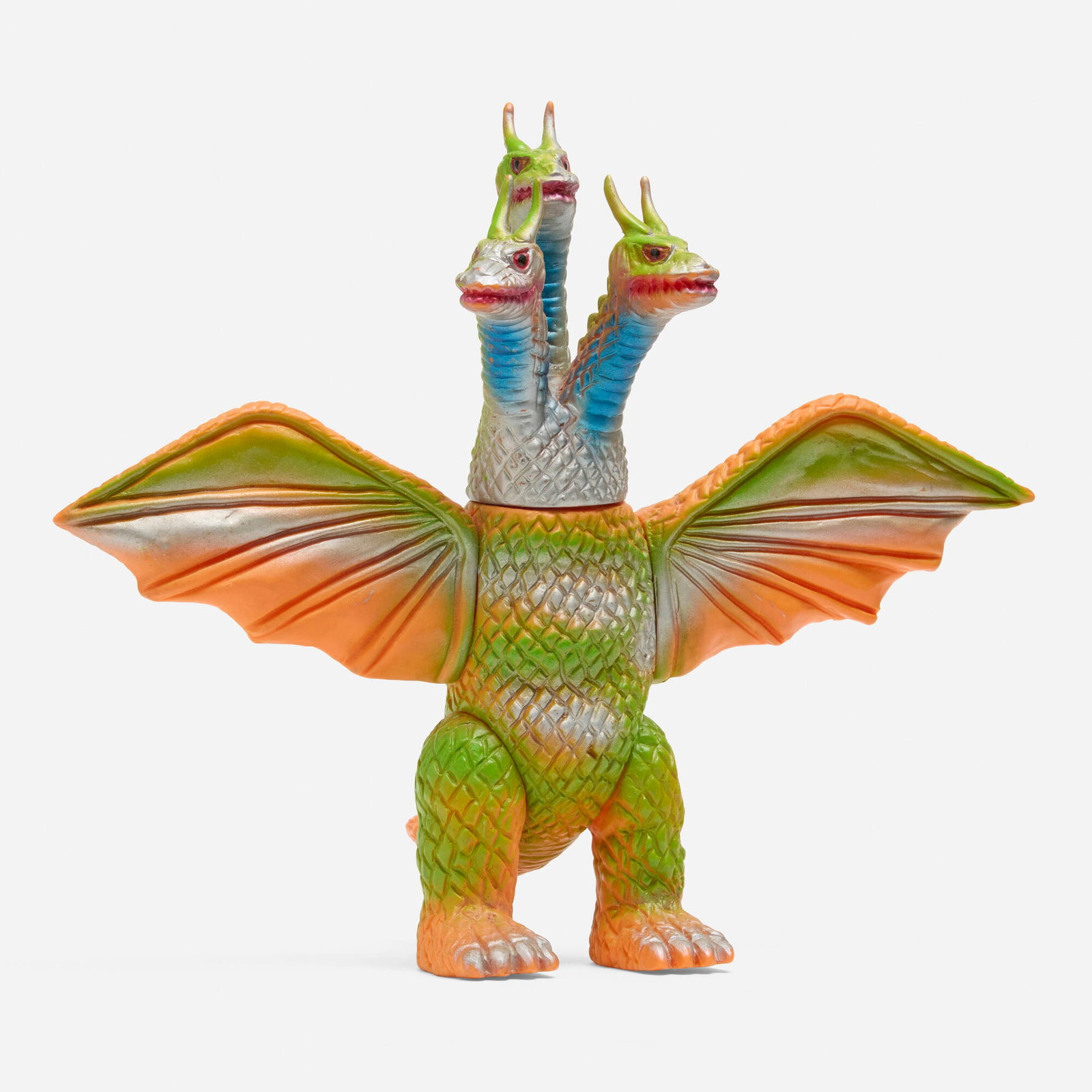 Bullmark Toho King Ghidorah Standard Vinyl: Bullmark Toho King Ghidorah Standard Vinyl Bullmark Japan, c. 1970 9.5 h x 11 w x 5.5 d in (24 x 28 x 14 cm) Condition notes: Overall very good condition with minimal scattered paint rubs. This work w